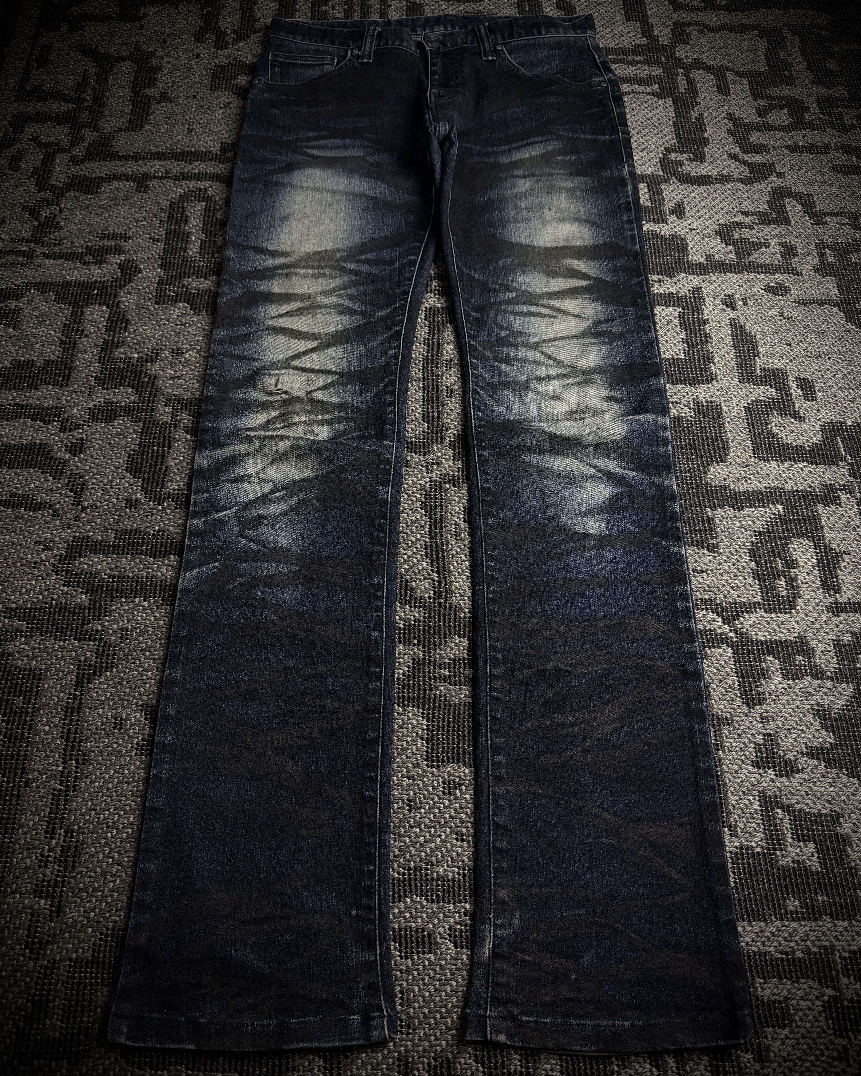 Tornado Mart Tornado Mart Black Whiskered Faded Skinny Denim Size US 31 - 2 Thumbnail