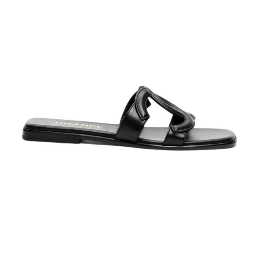 Chanel os11x0426 Vintage CC Slide Sandals in Black Size US 9 / IT 39 - 1 Thumbnail