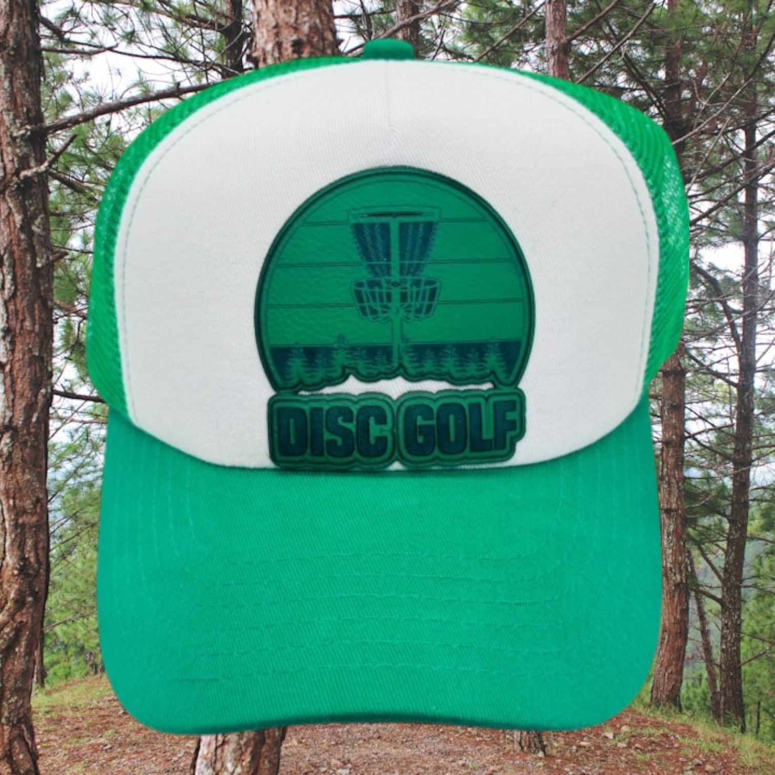 The Unbranded Brand Disc Golf Leather Patch Hat Trucker Hat Engraved Basket Size ONE SIZE - 5 Thumbnail