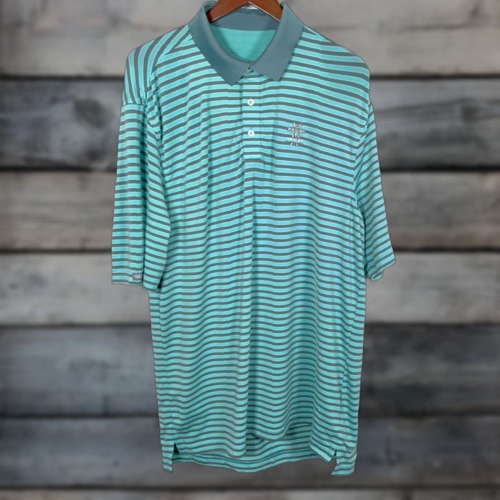 Vintage Straight Down Performance Polo Shirt Adult Large Green Stripe Stretch Golf Size US L / EU 52-54 / 3 - 1 Thumbnail