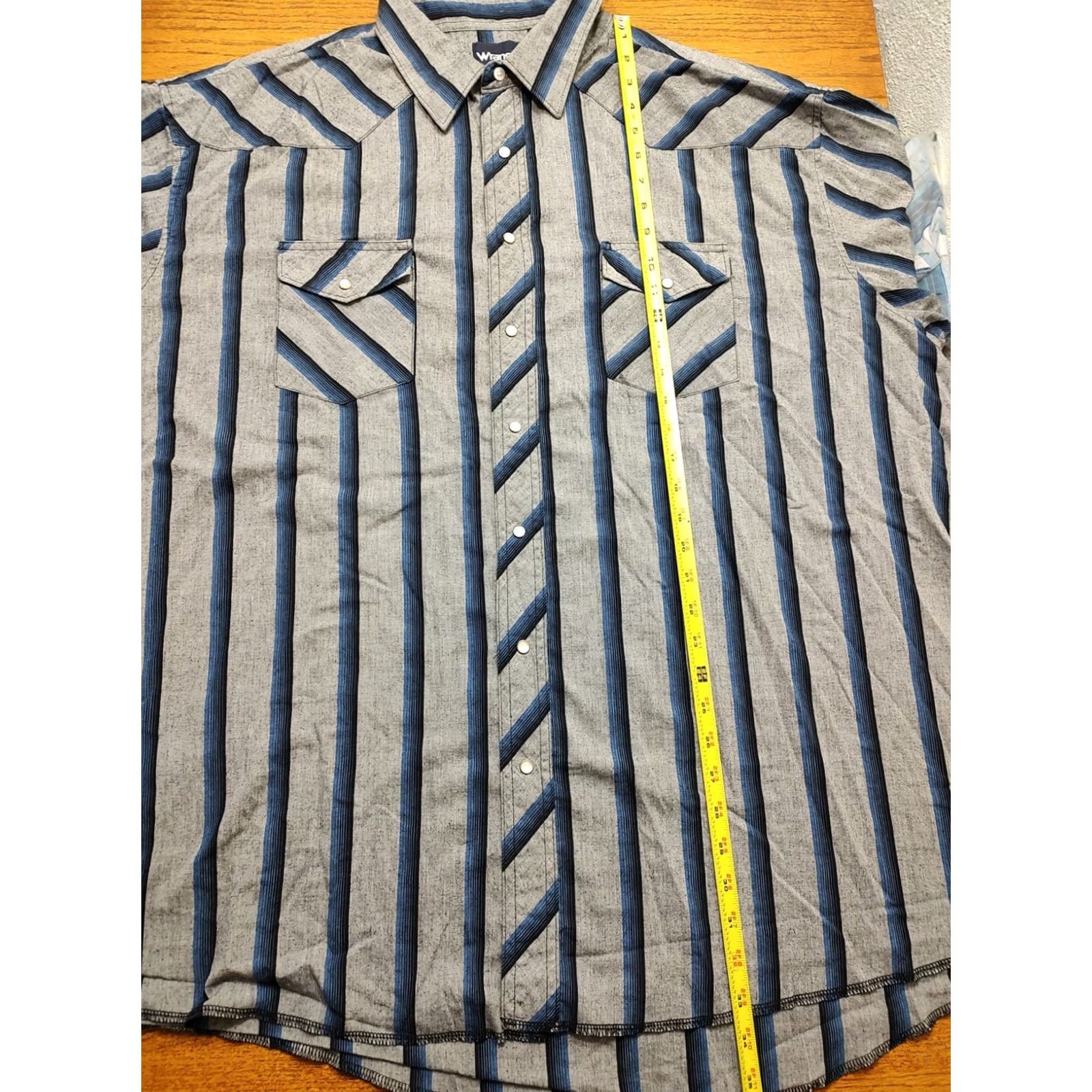 Wrangler VINTAGE Wrangler Pearl Snap Western Gray Woven Shirt Tall Long Mens Tag 20 X 36 Size US XXL / EU 58 / 5 - 6 Thumbnail