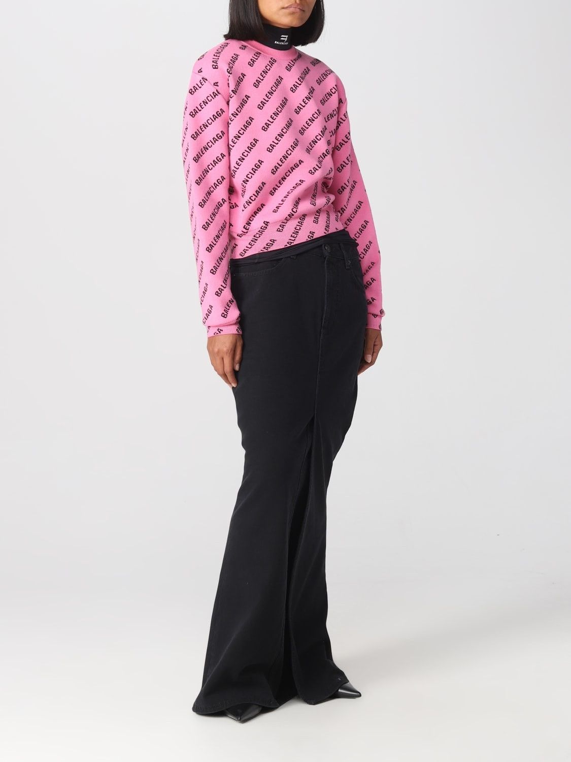 Balenciaga o1y0625 Logo Crewneck Sweater in Pink/Black Size M / US 6-8 / IT 42-44 - 5 Thumbnail
