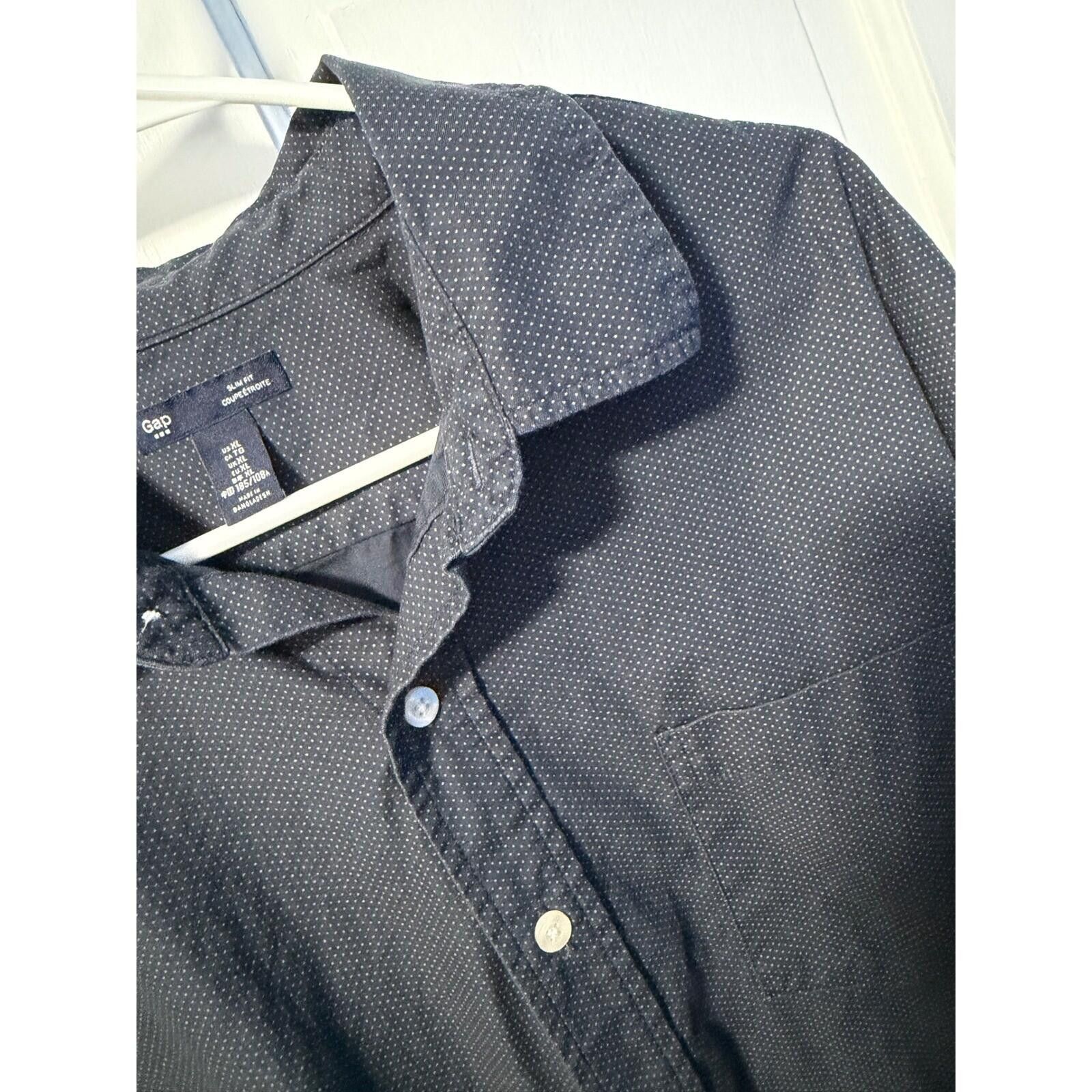 Gap Gap Button Down Shirt Mens XL Navy Blue Slim Fit Micro Dot Size US XL / EU 56 / 4 - 4 Thumbnail