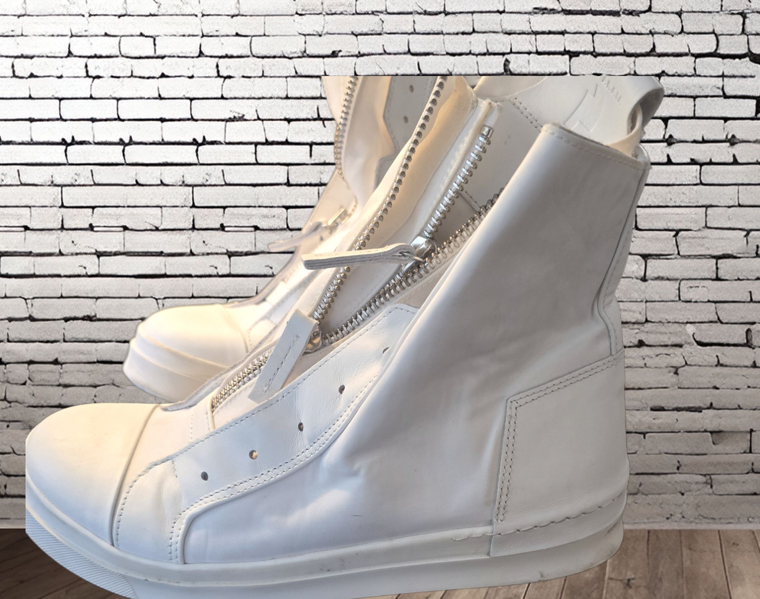 Cinzia Araia Double Front Zipper White High Top Sneakers | Grailed