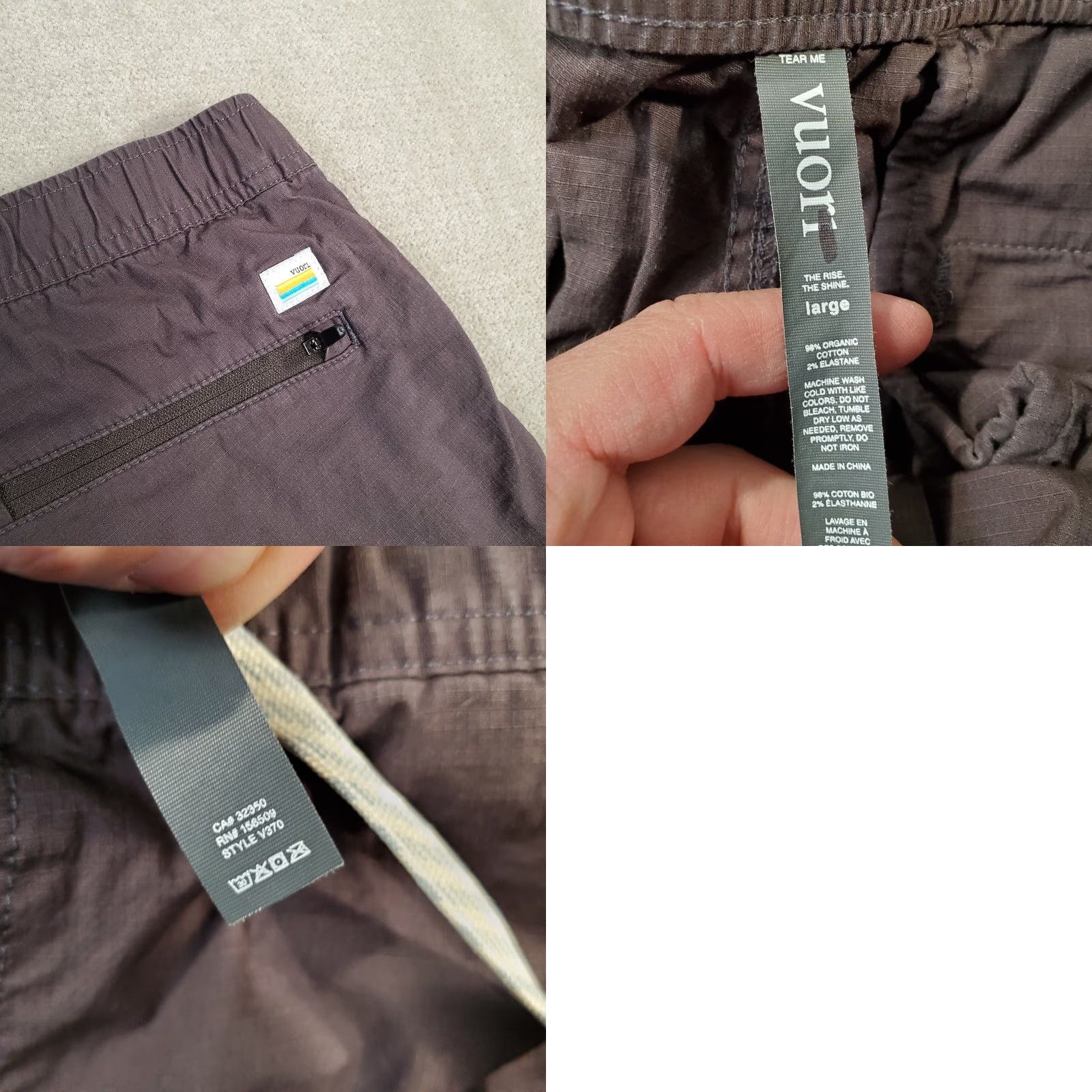 Vuori Vuori Ripstop Shorts Mens Large Gray Performance Stretch Drawstring Logo V370 Size US 33 - 8 Thumbnail