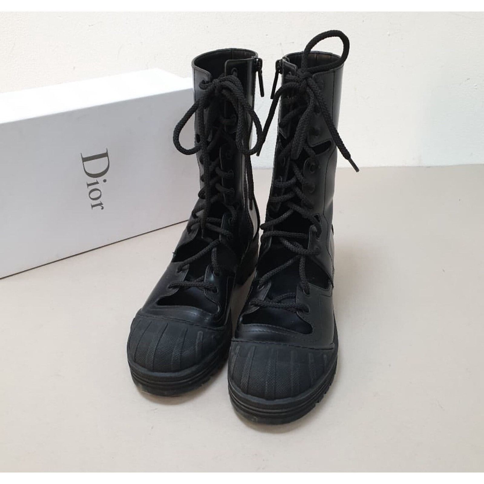 Dior Dior Black Leather Combat Boots sz. 38 Size US 7 / IT 37 - 3 Thumbnail