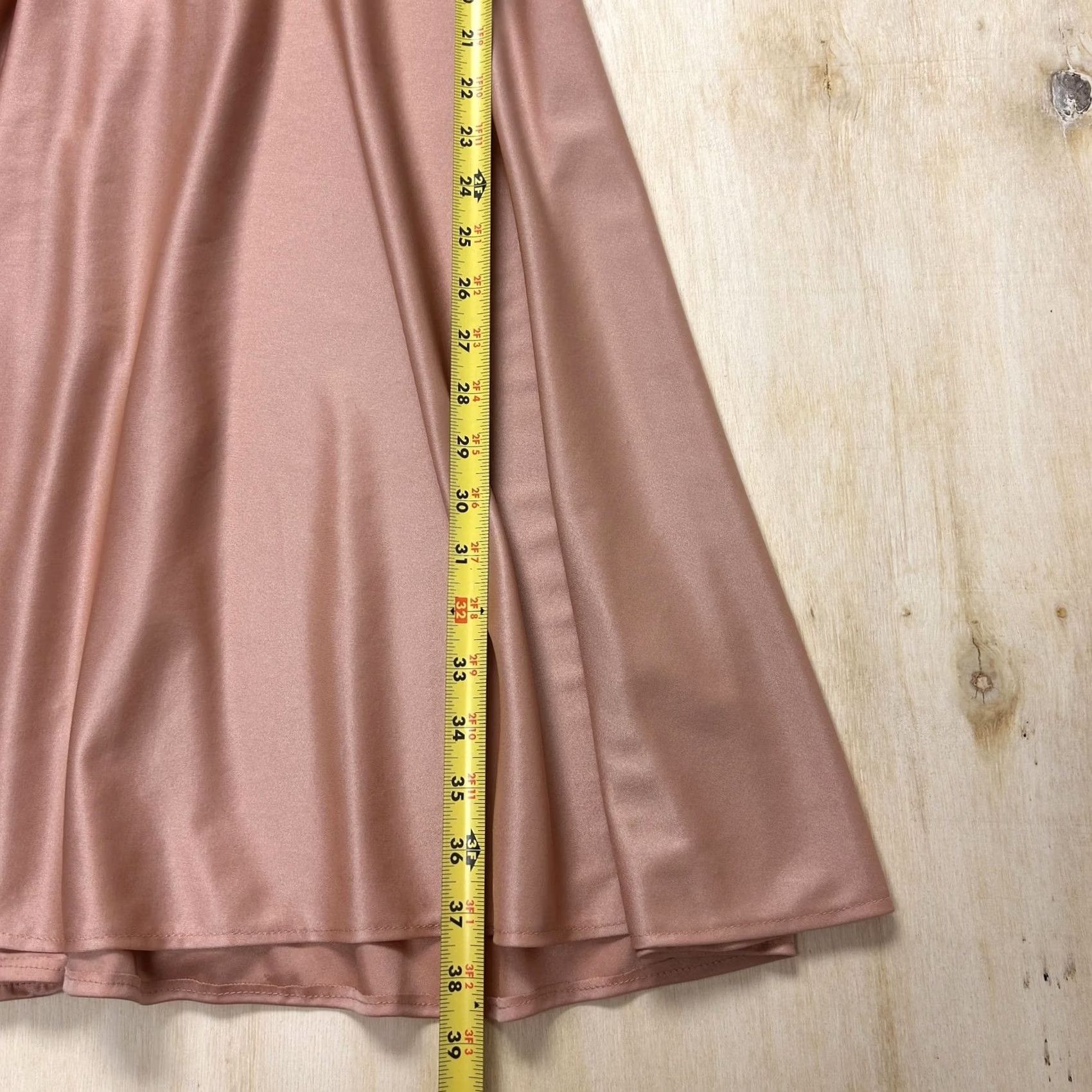 Vintage Y2K Dress Womens Small Beige Satin Slip Fit & Flare Midi Spaghetti Strap Party Size S / US 4 / IT 40 - 7 Thumbnail