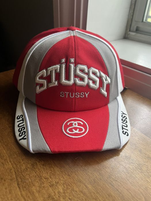 Vintage Stussy Low Pro Souvenir Strapback 6 Panel Hat Red FW23