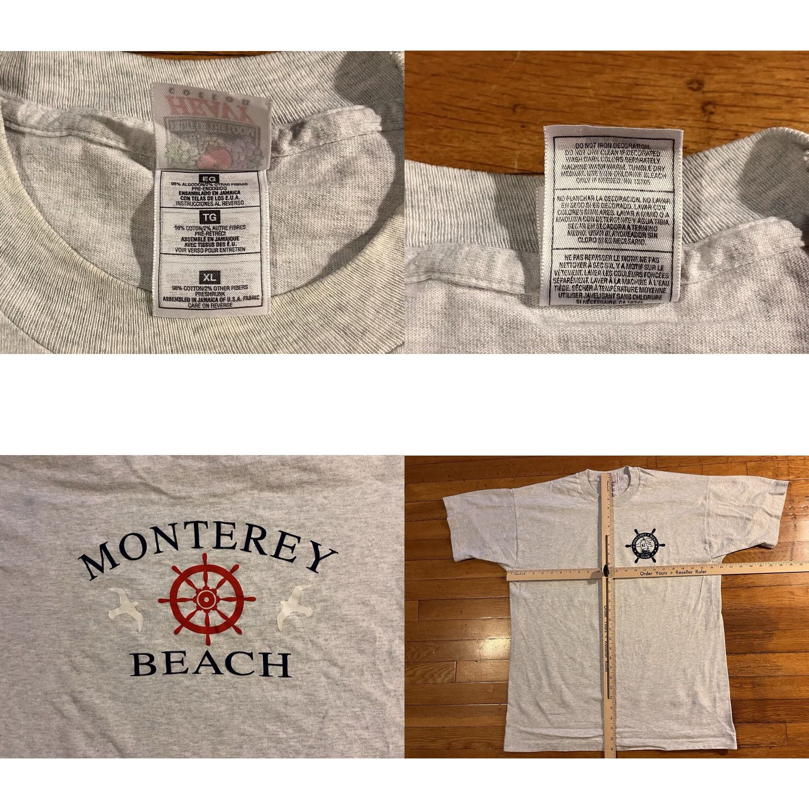 Fruit Of The Loom VINTAGE Monterey Beach Club New Jersey Shirt Men’s XL Grey 90s Size US XL / EU 56 / 4 - 8 Thumbnail