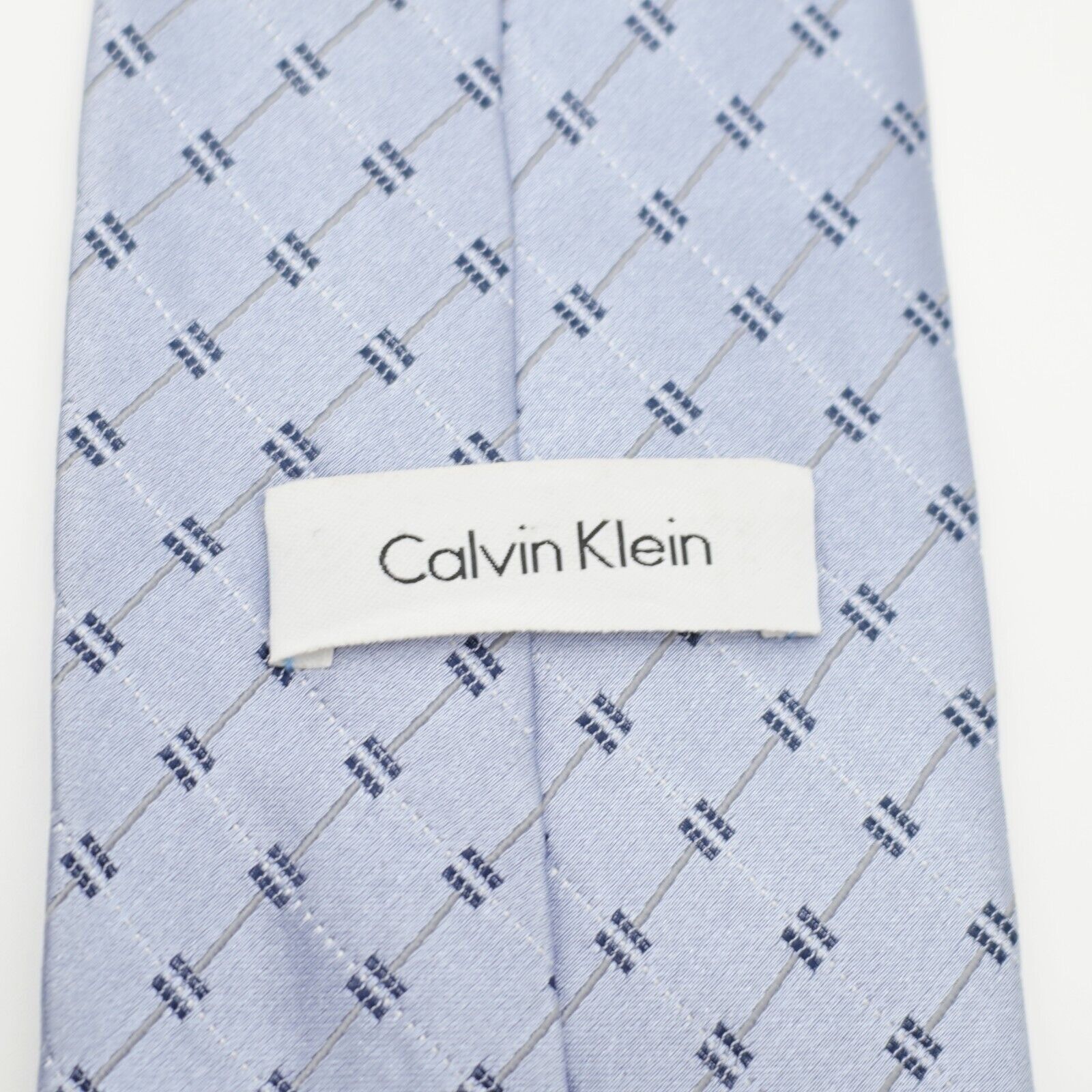 Calvin Klein Calvin Klein Blue Geometric Woven Silk Tie Size ONE SIZE - 3 Thumbnail
