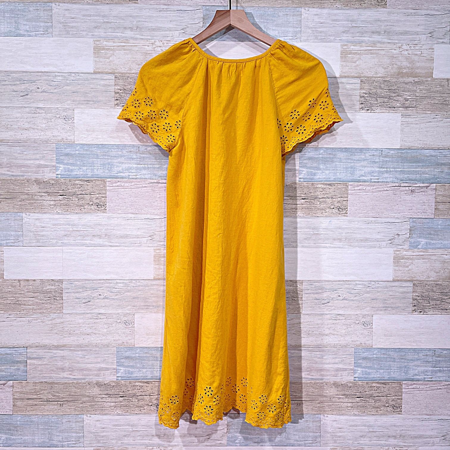 Old Navy OLD NAVY Linen Blend Floral Eyelet Dress Yellow Women Small Size S / US 4 / IT 40 - 3 Thumbnail