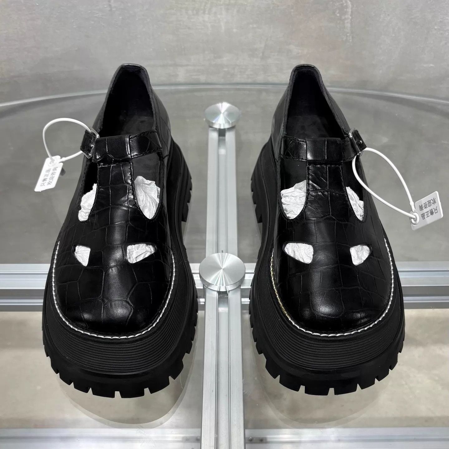 Burberry Burberry Black Crocodile Platform Mary Jane Sandal Size US 6.5 / IT 36.5 - 1 Thumbnail