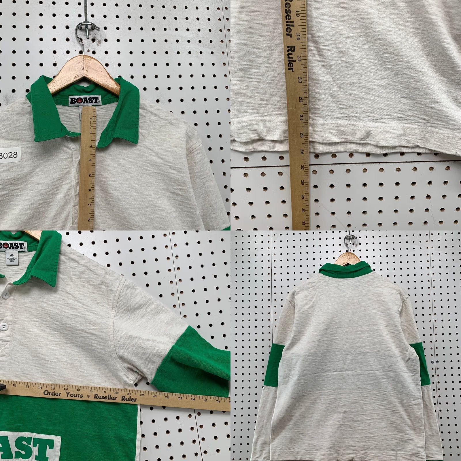 Vintage Boast Rugby Polo Shirt Mens M Green White Striped Collared Long Sleeve Polo Size US M / EU 48-50 / 2 - 8 Thumbnail