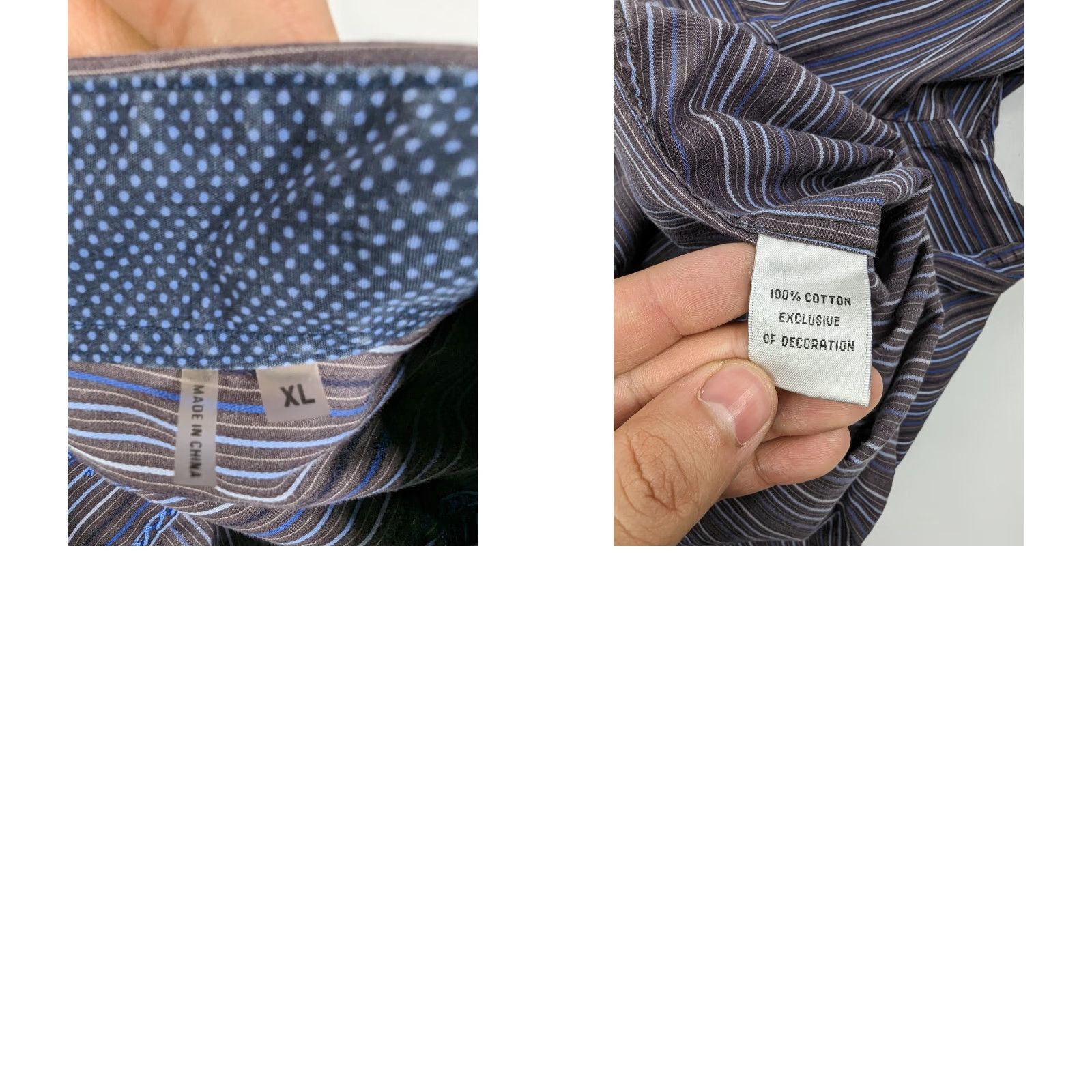 Tailorbyrd TAILORBYRD Dress Shirt Long Sleeve Multicolor Striped Blue Brown Classic Fit Men's XL Size 46R - 8 Thumbnail