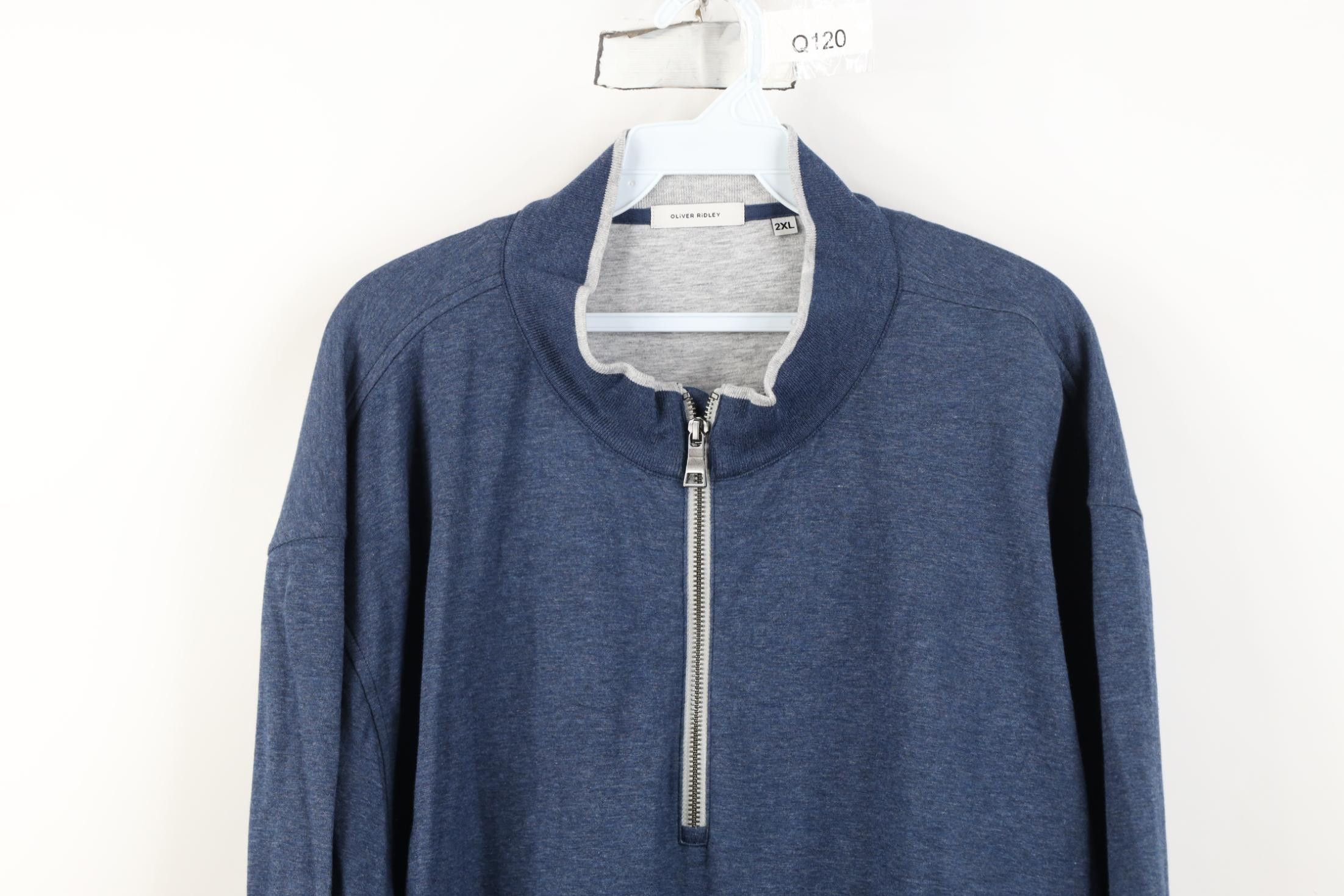 Vintage Oliver Ridley Touch Half Zip Pullover Sweater Heather Blue Size US XXL / EU 58 / 5 - 2 Thumbnail