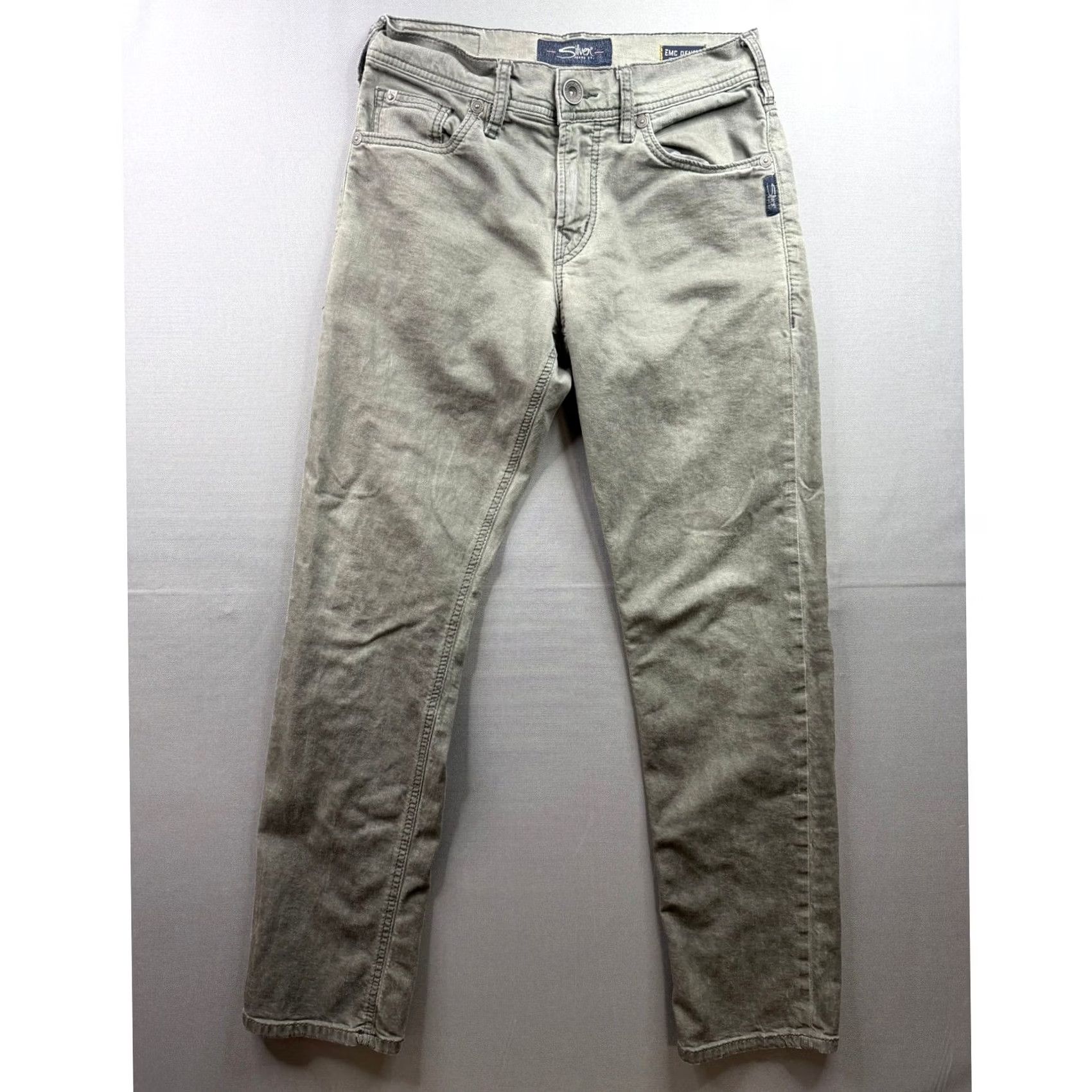 Silver Jeans Co. Silver Jeans Co. Eddie Relaxed Tapered Jeans Mens Olive Green EMC Denim 29x32 Size US 29 - 5 Thumbnail