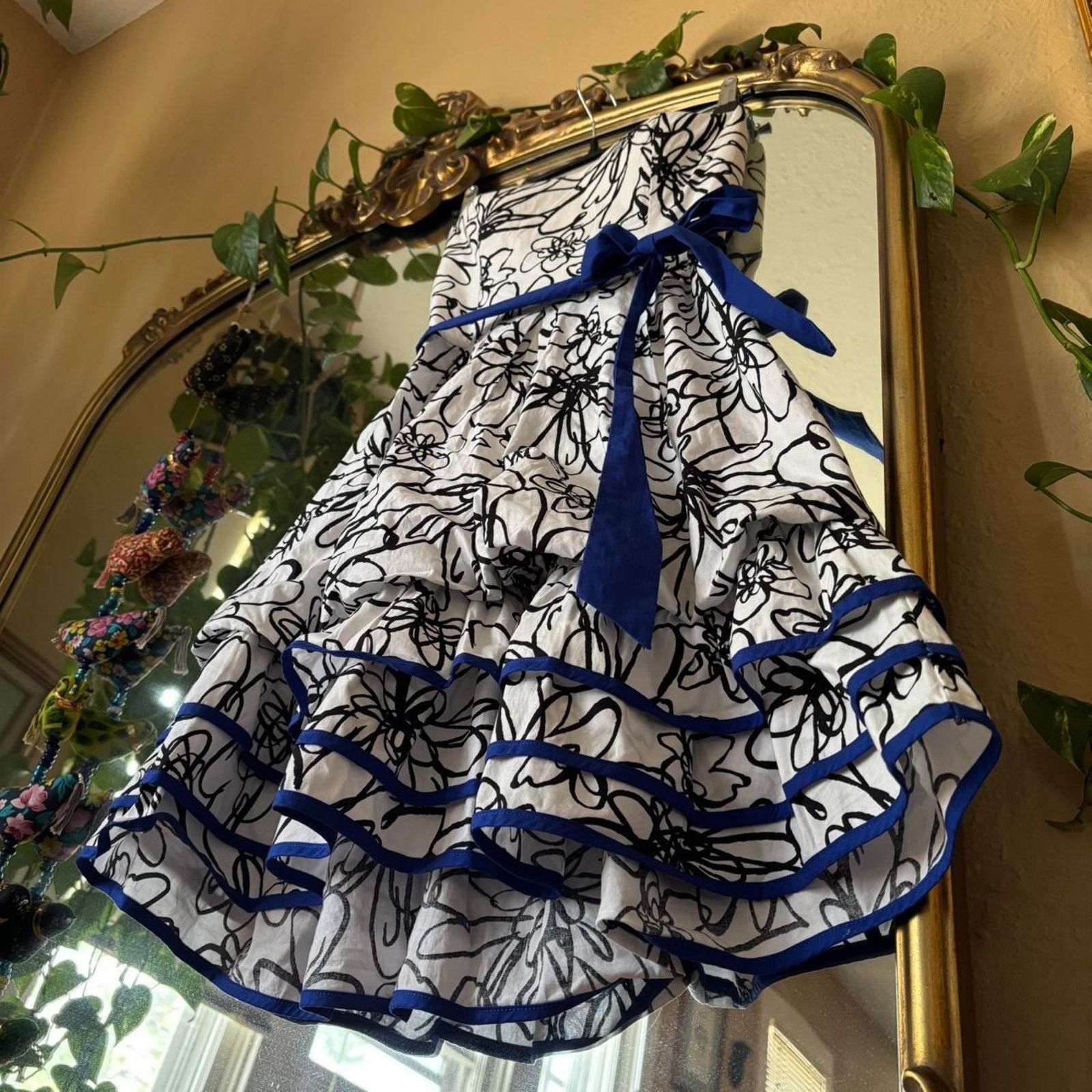 Vintage Vintage BCX Dress Y2K Black White Floral Strapless Dress 1 Size XS / US 0-2 / IT 36-38 - 4 Thumbnail