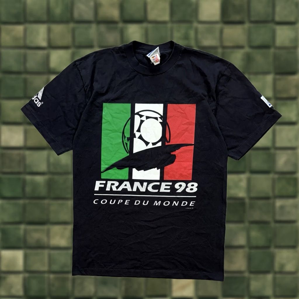 Adidas VINTAGE adidas France 98 World Cup T-Shirt Black L Men Soccer Tee Size US L / EU 52-54 / 3 - 1 Thumbnail