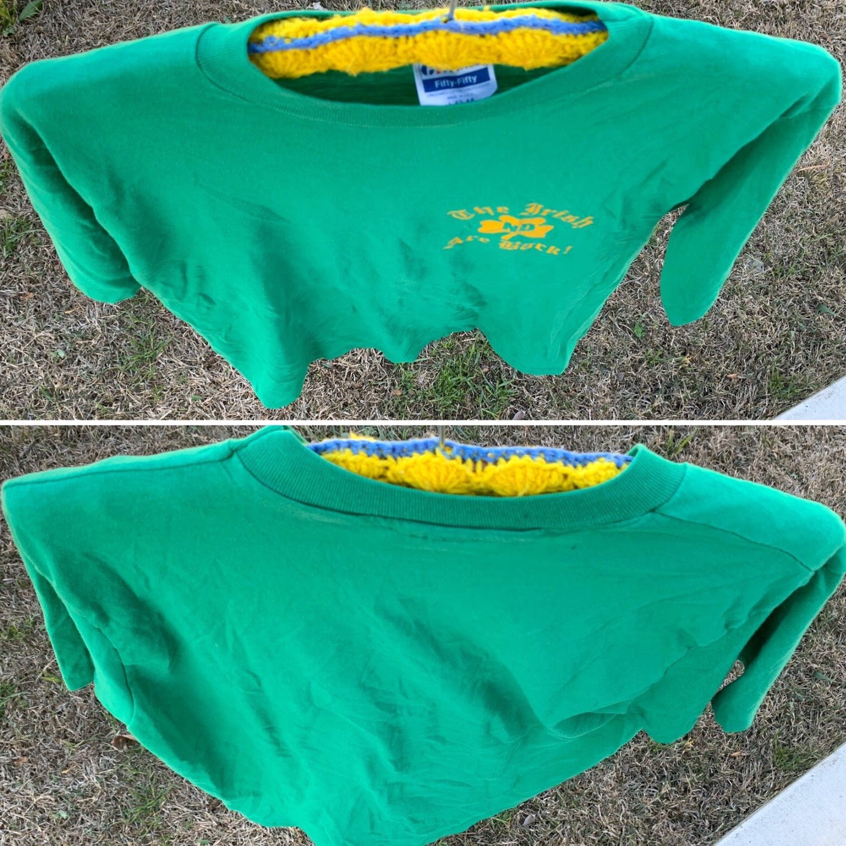 Hanes VINTAGE The Irish Are Back ND Notre Dame T Shirt Single Stitch USA Made Size L Mens Green 1980s Graphic Tee Shirt Size US L / EU 52-54 / 3 - 6 Thumbnail