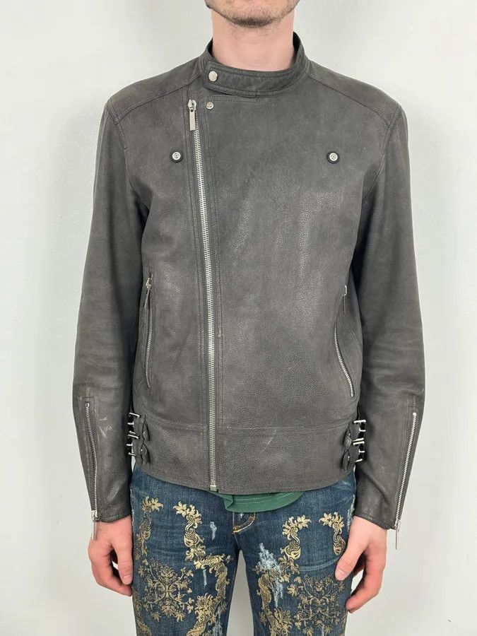 Dior 2010s Dior Grey Asymmetrical Leather Biker Jacket by Kris Van Assche Size US S / EU 44-46 / 1 - 2 Thumbnail