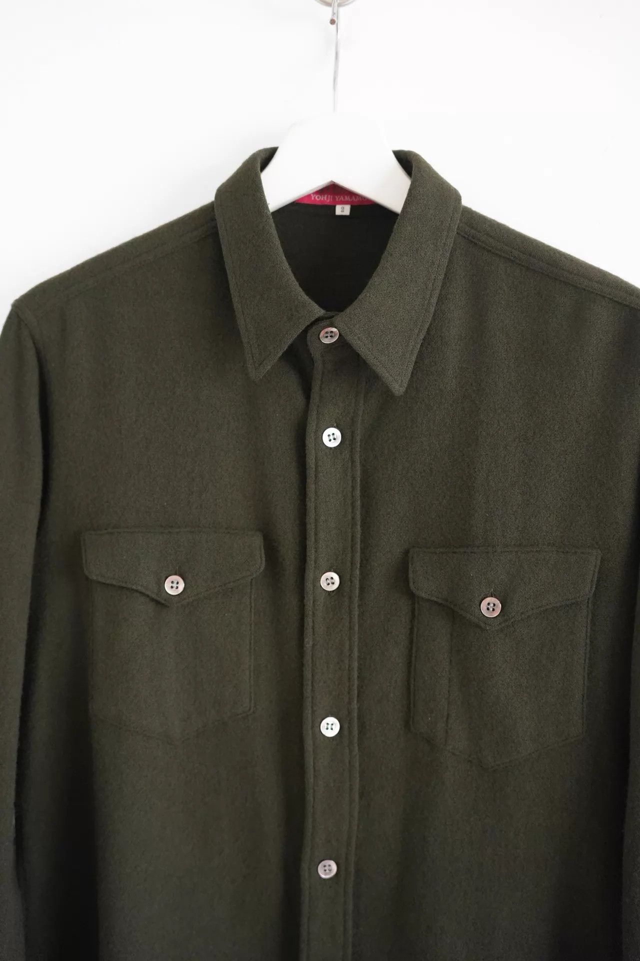 Yohji Yamamoto Yohji Yamamoto 00s Red Label Dark Green Wool Shirt Size US M / EU 48-50 / 2 - 3 Thumbnail