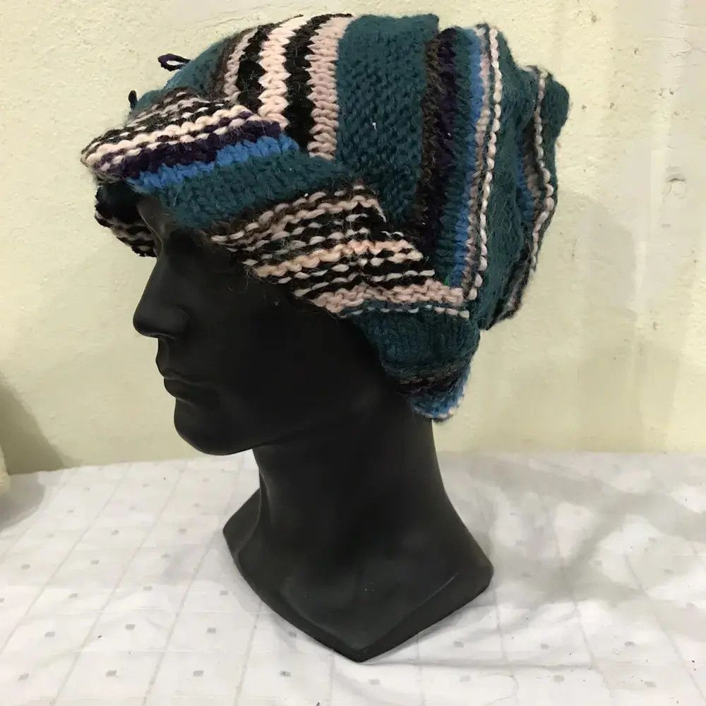Vintage Japanese Brand Knit Design Beanie Hat Size ONE SIZE - 4 Thumbnail