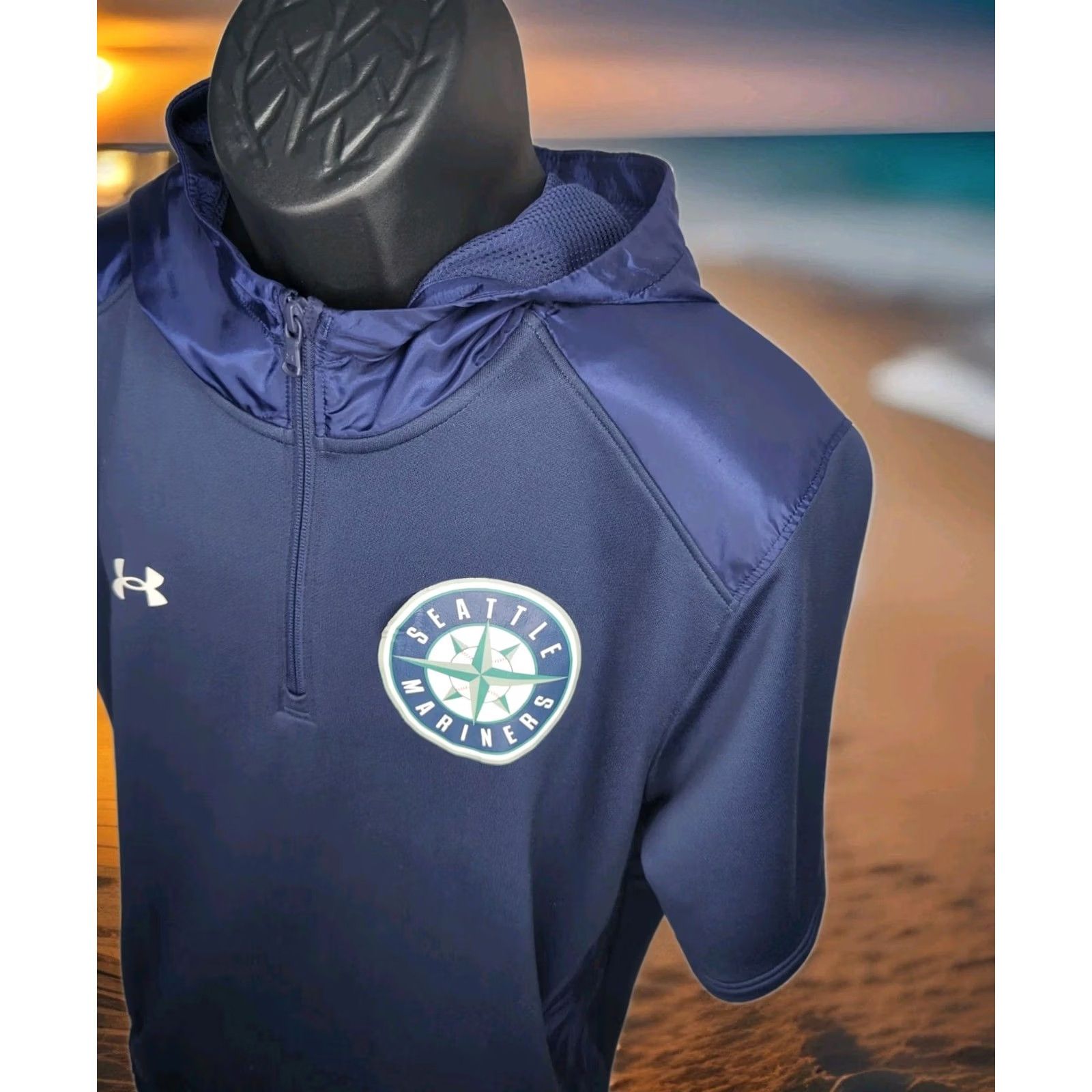 Under Armour Under Armour Command Short Sleeve Hoodie Jacket Baseball Seattle Mariners Men XL blue logo 4 Zip Open pockets 1/4 Zip Used: No Size US XL / EU 56 / 4 - 2 Thumbnail