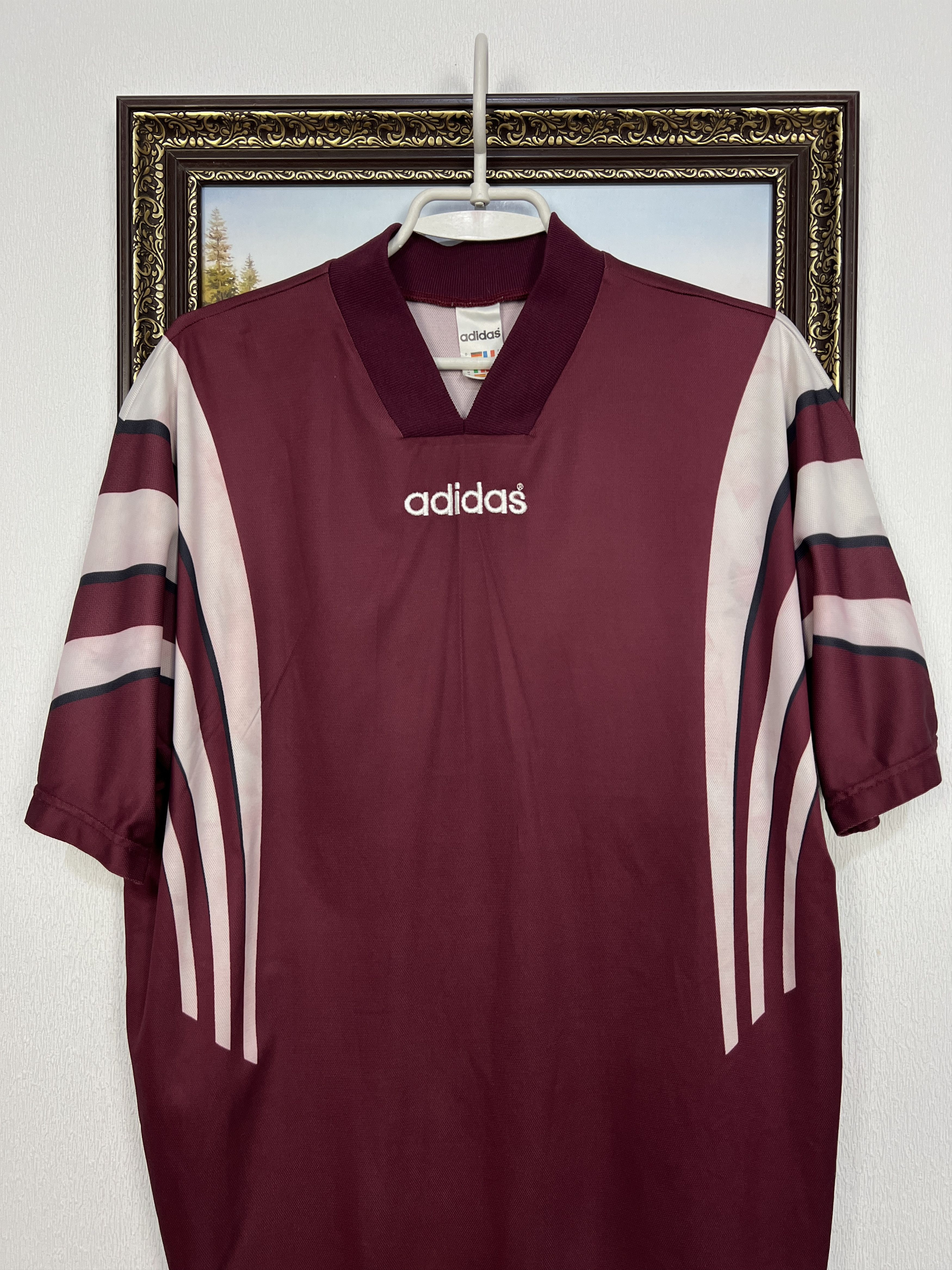 Adidas Vintage 90's Adidas Template Burgundy Football Shirt Soccer Size US M / EU 48-50 / 2 - 2 Thumbnail