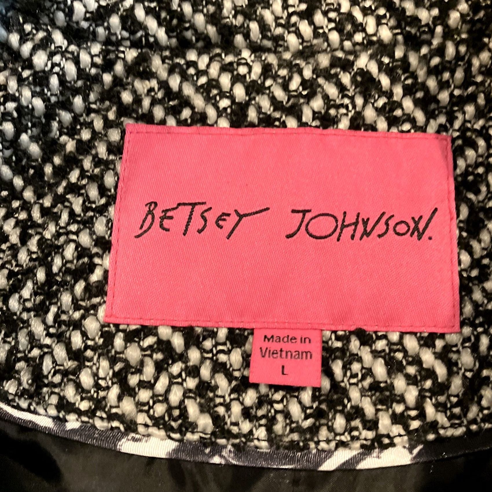 Betsey Johnson VINTAGE Betsey Johnson Black & White Herringbone Wool Coat Large Women Coat Size L / US 10 / IT 46 - 4 Thumbnail