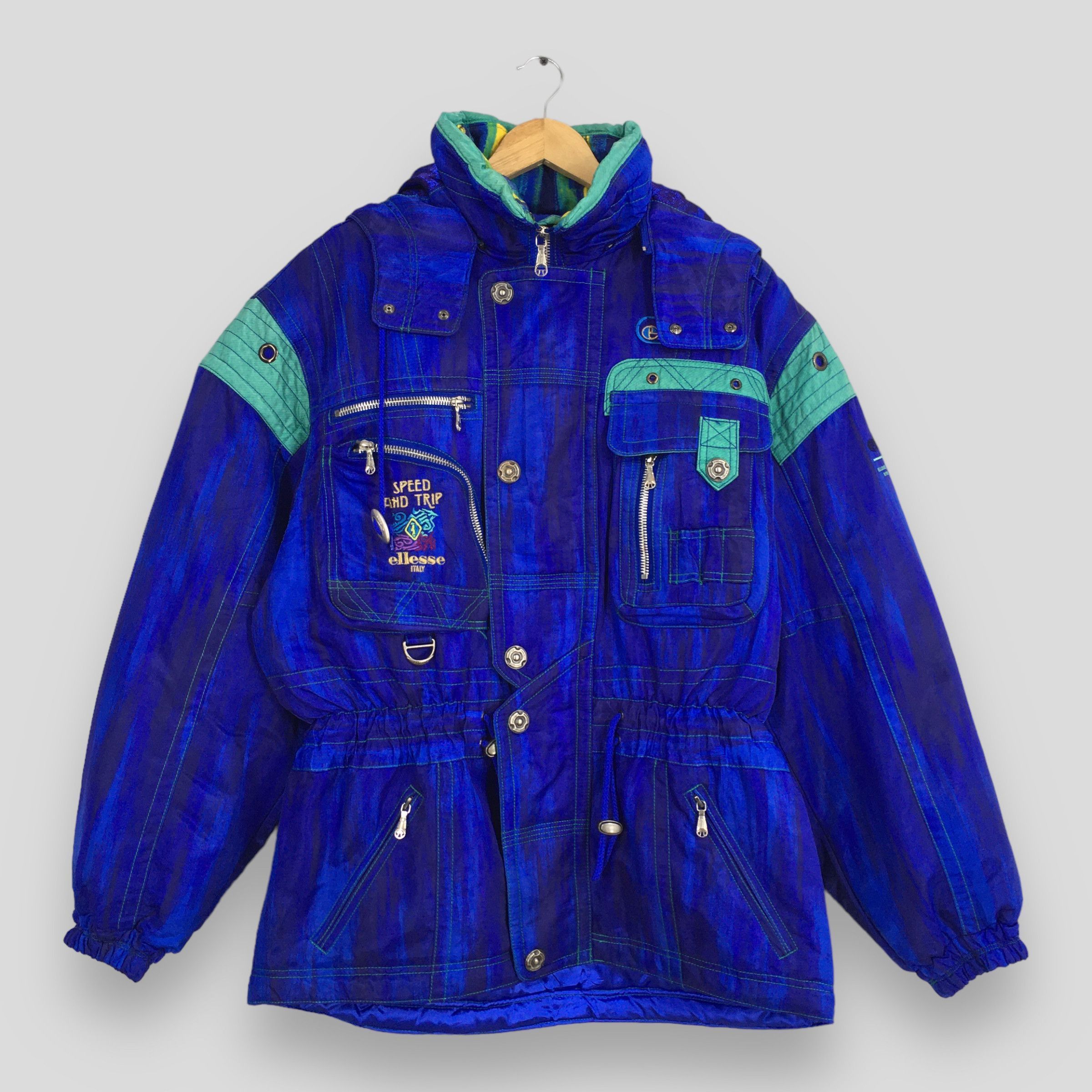 Ellesse Vintage 90's Ellesse Ski Wear Blue Hoodie Jacket Large Size US L / EU 52-54 / 3 - 1 Thumbnail