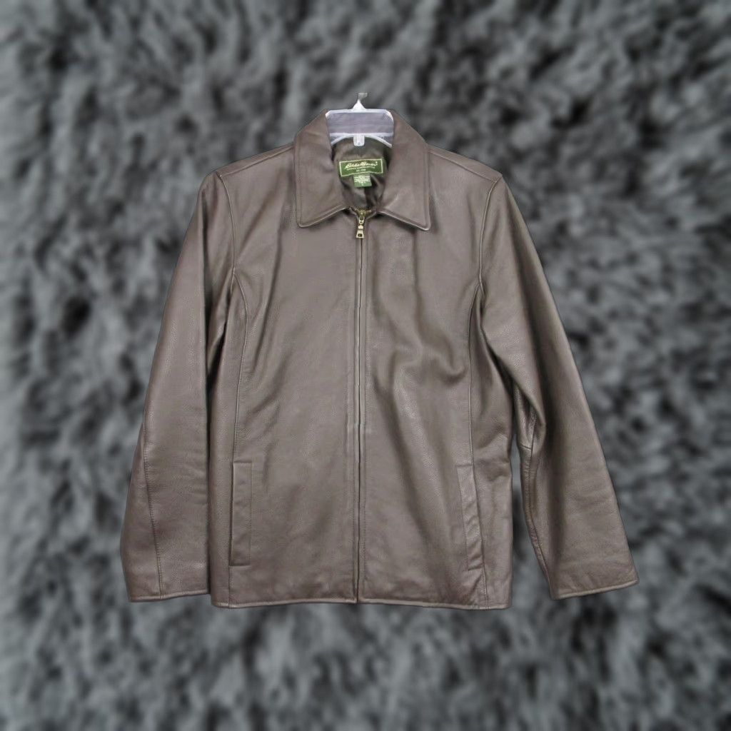 Eddie Bauer Eddie Bauer Jacket Mens Large Brown Leather Full Zip Bomber Lined Pockets Size US L / EU 52-54 / 3 - 1 Preview