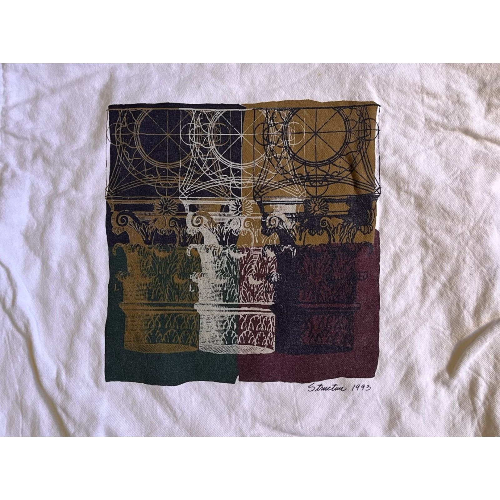 Vintage VINTAGE Structure Graphic Print Long Sleeve Shirt Men’s M White 90s 1993 Cotton Jersey Crew Neck 1990-1999 T-Shirt Mens Regular XL Size US XL / EU 56 / 4 - 3 Thumbnail