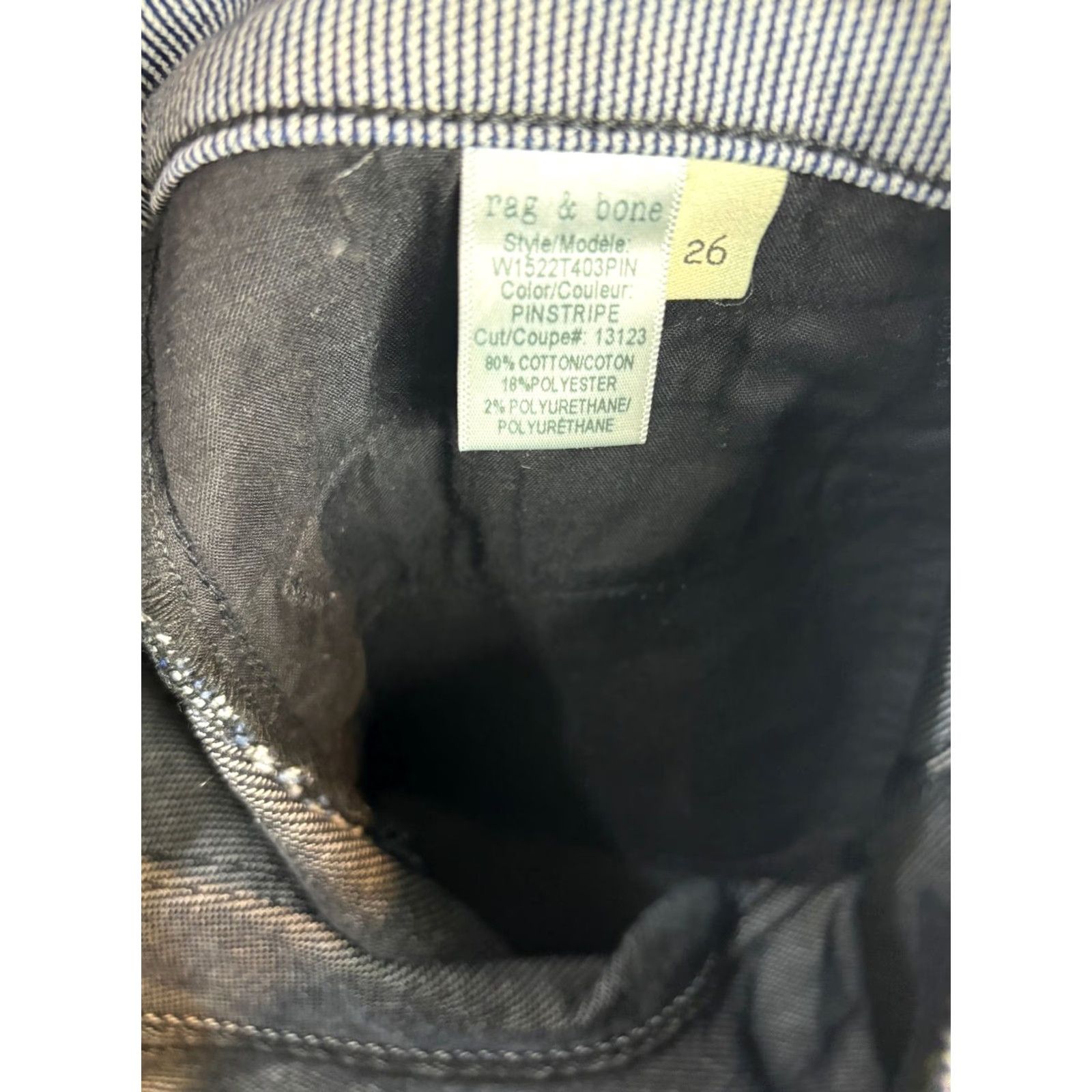Rag & Bone rag & bone Pinstripe Pants Women's Size 26 Cotton Blend Slim Inseam 28in Gray/Black Hook Zip Pockets Tailored USA 8/10 Size 26" / US 2 / IT 38 - 5 Thumbnail