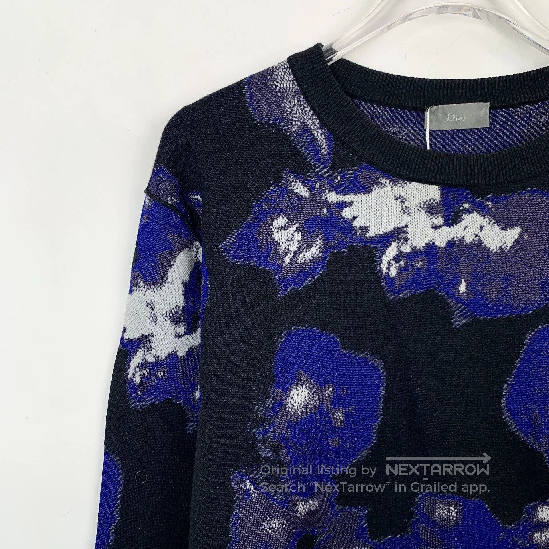 Dior blue black tie-dye knit sweater. Size US M / EU 48-50 / 2 - 3 Thumbnail