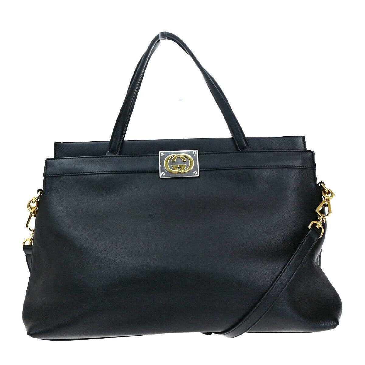 Gucci Interlocking G Black Leather Handbag (Pre-Owned) Size ONE SIZE - 1 Thumbnail