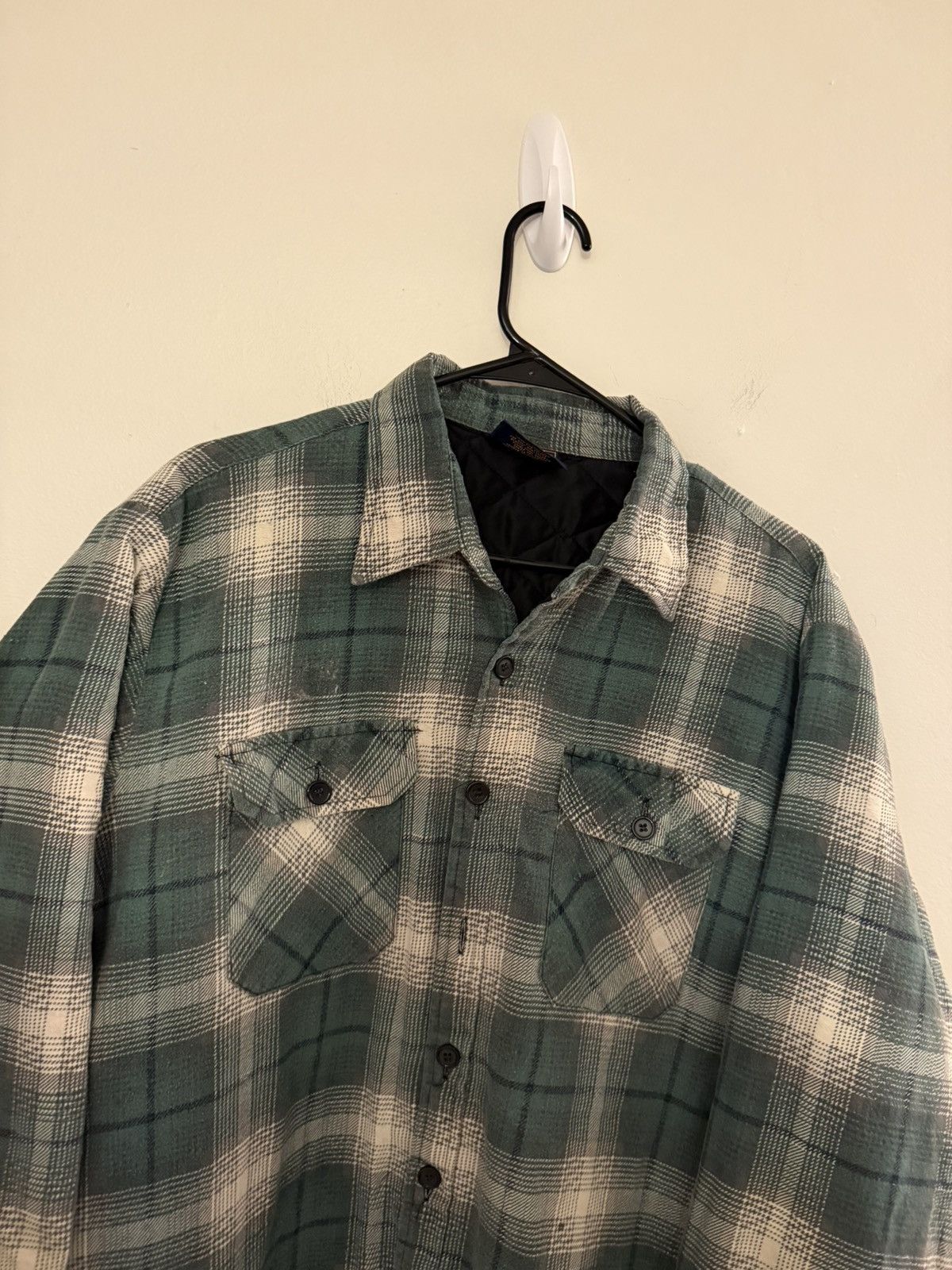 Vintage (XL) BEAUTIFUL FADED VINTAGE Green Flannel Button Up Shirt Size US XL / EU 56 / 4 - 4 Thumbnail