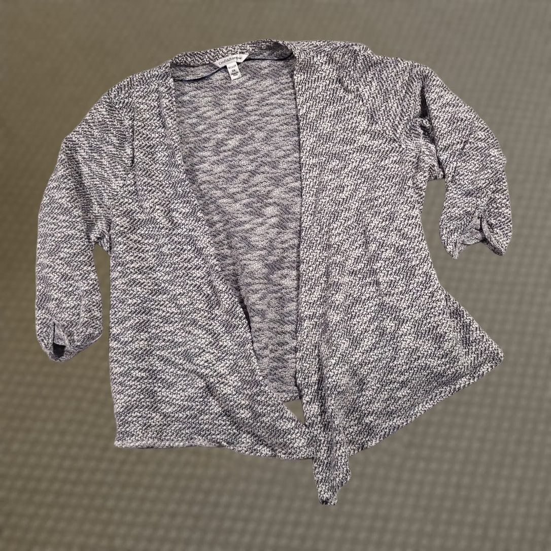 Croft & Barrow Croft & Barrow Cardigan Sweater Womens 2X Gray White Open Front Lightweight Knit Size XXL / US 16-18 / IT 52-54 - 1 Thumbnail