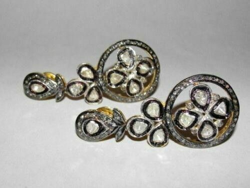 Designer Victorian Inspired Rose Cut Diamond Chandelier Earrings Size ONE SIZE - 2 Thumbnail