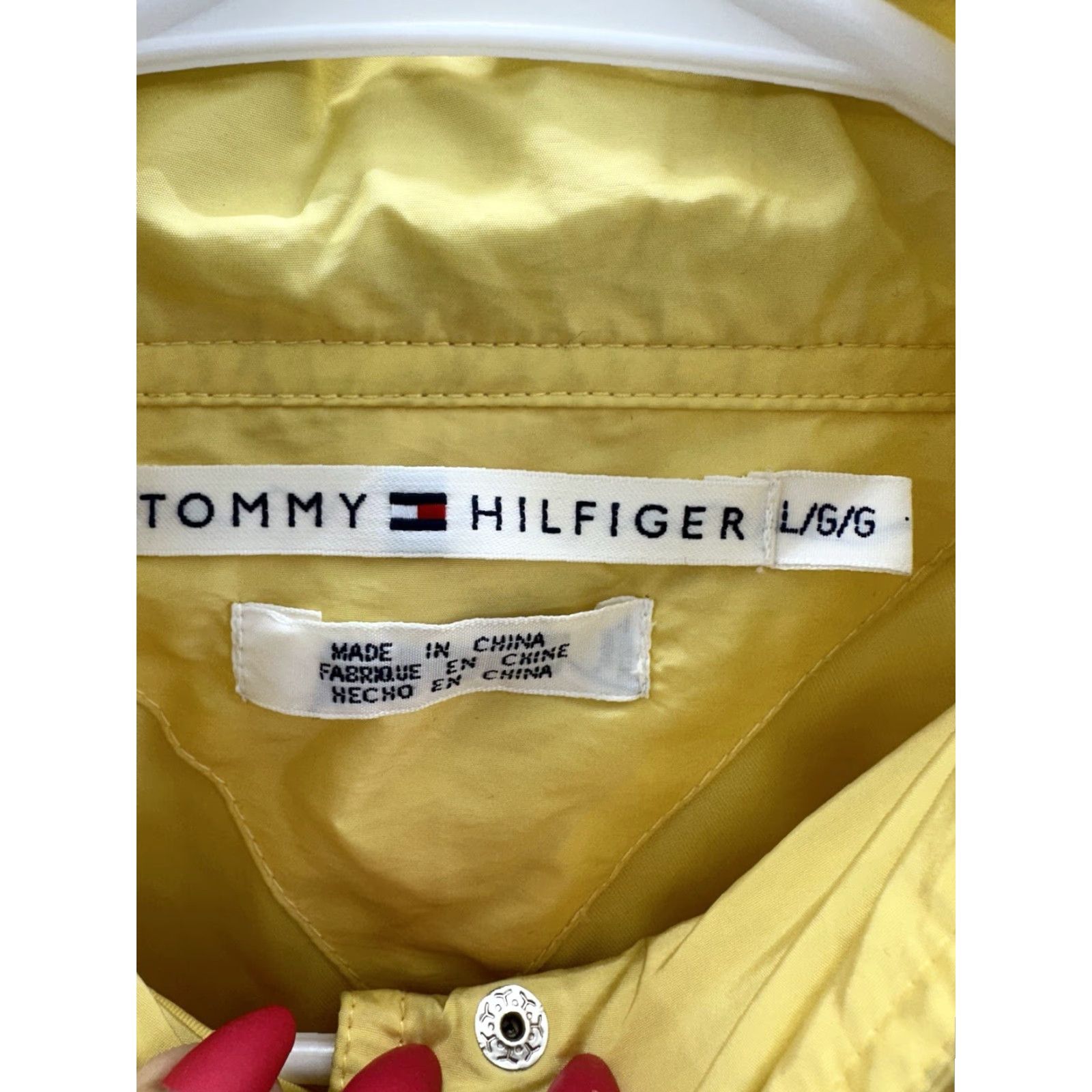 Tommy Hilfiger VINTAGE Tommy Hilfiger Womens Windbreaker Jacket L Yellow Removable Sleeves Zip Up Pockets Full Zip Lightweight Solid Outdoor Size L / US 10 / IT 46 - 6 Thumbnail