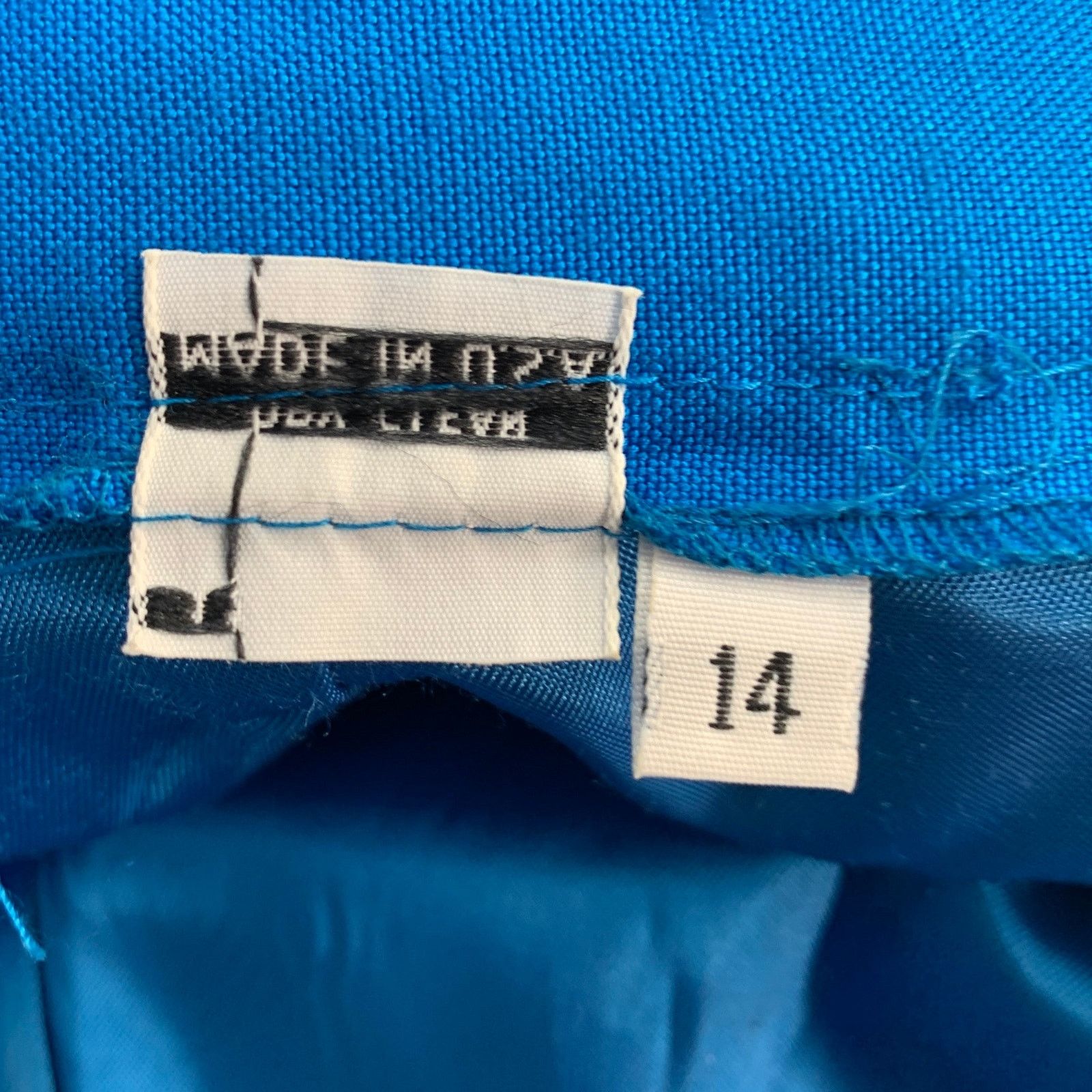 Vintage Size 10 Blue Turquoise Pleated Back Zipper Pencil Skirt Size 32" / US 10 / IT 46 - 6 Thumbnail