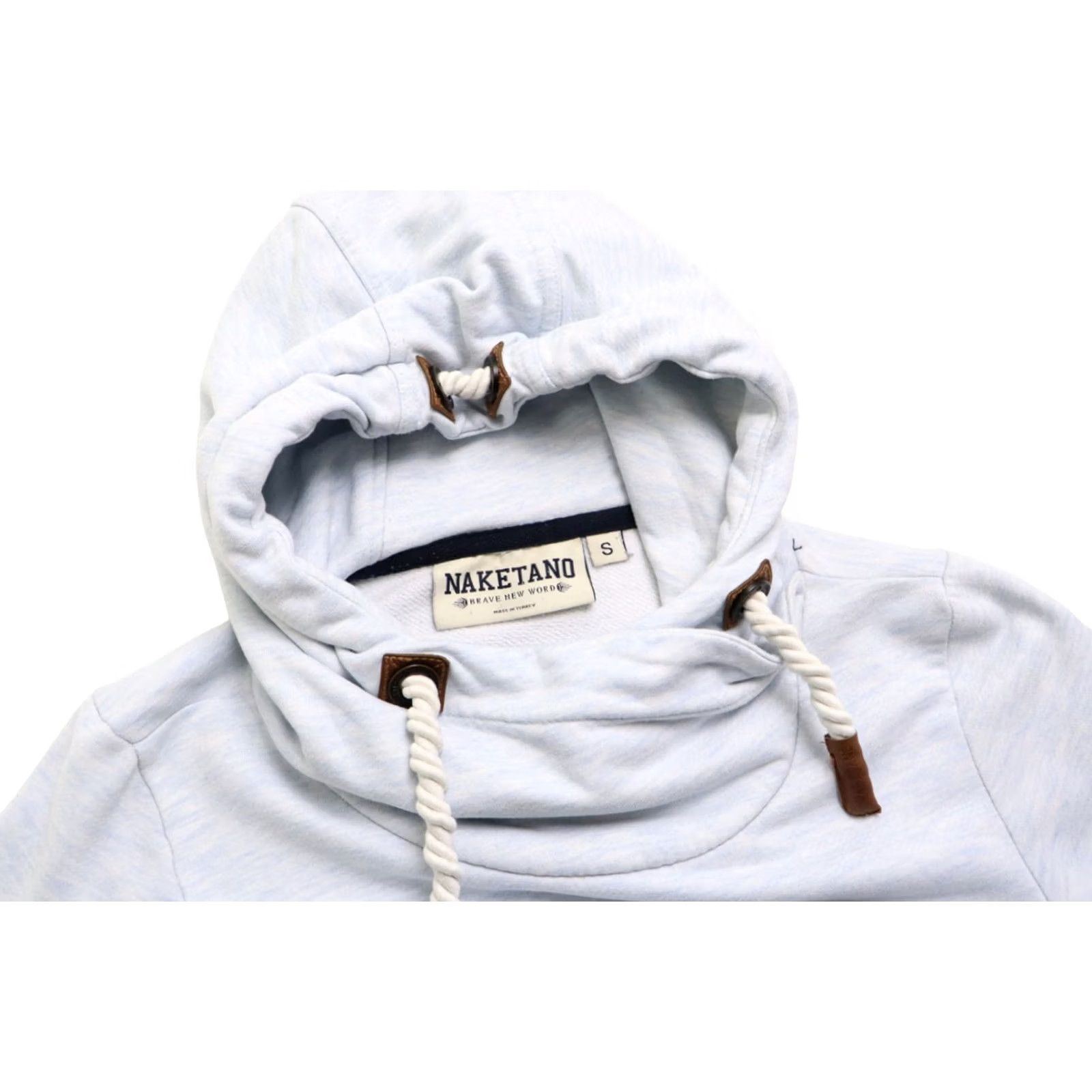 Vintage NAKETANO Hoodie SMALL Blue Melange Hooded Pullover Pockets Logo Women's Size S / US 4 / IT 40 - 4 Thumbnail