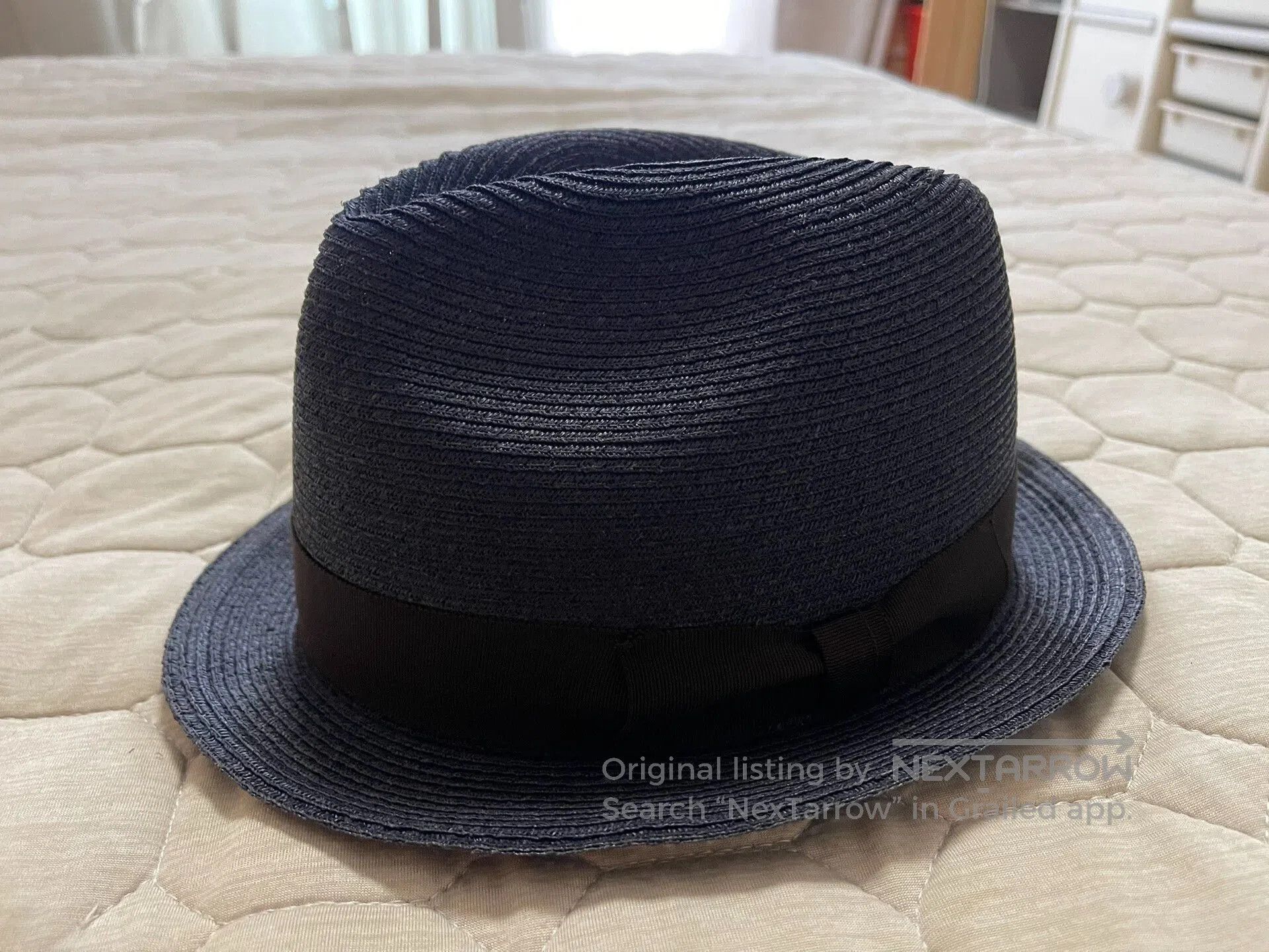 Freewheelers stylish navy blue woven straw hat. Size ONE SIZE - 5 Thumbnail