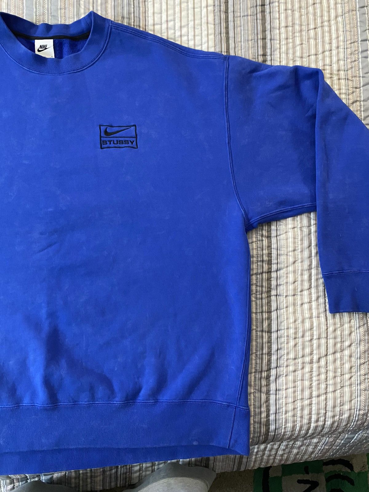 Nike Nike x Stussy Acid Washed Crewneck Blue XL | Grailed