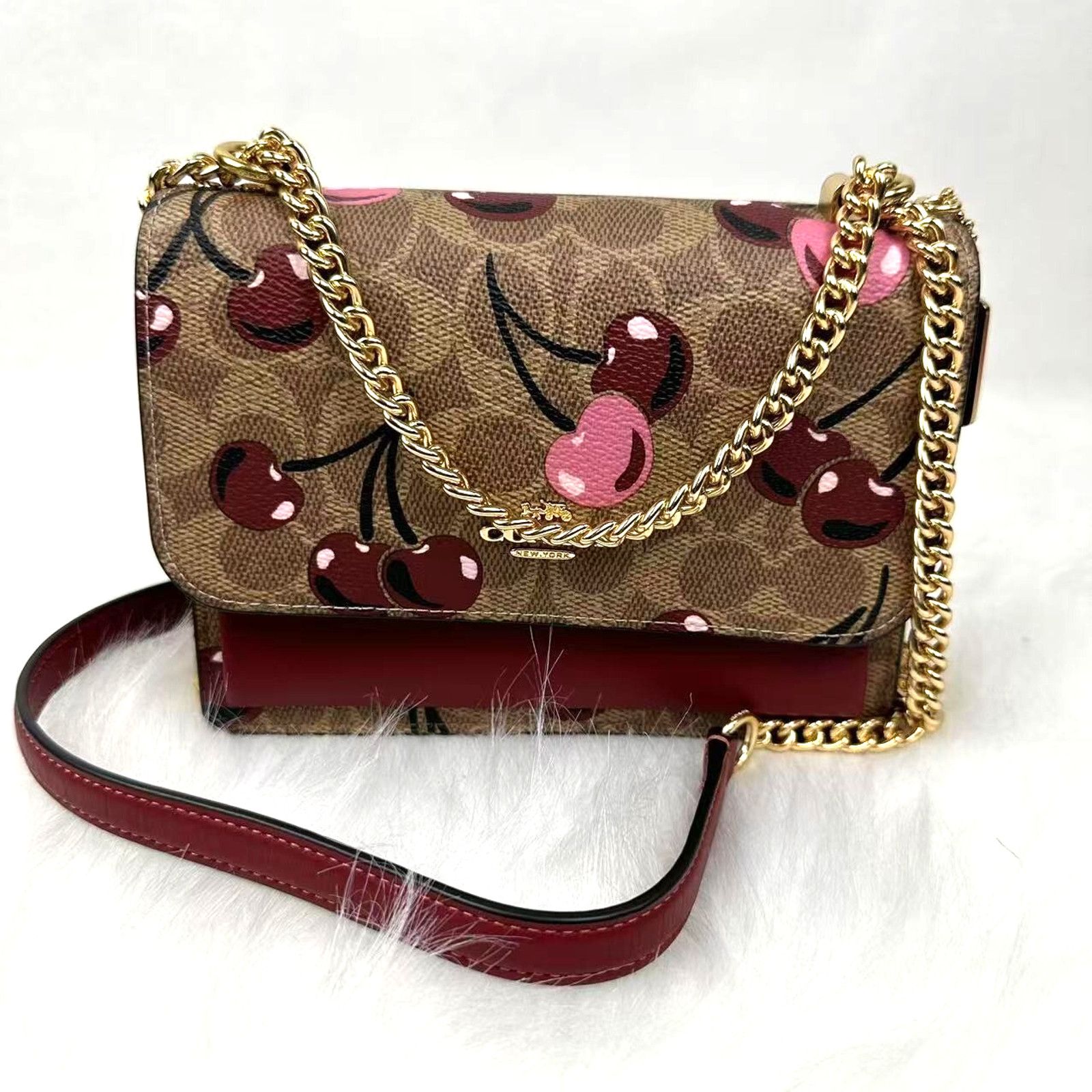 Coach Mini Klare Crossbody Bag Sig Canvas Cherry Print NWT in Brown, Women's