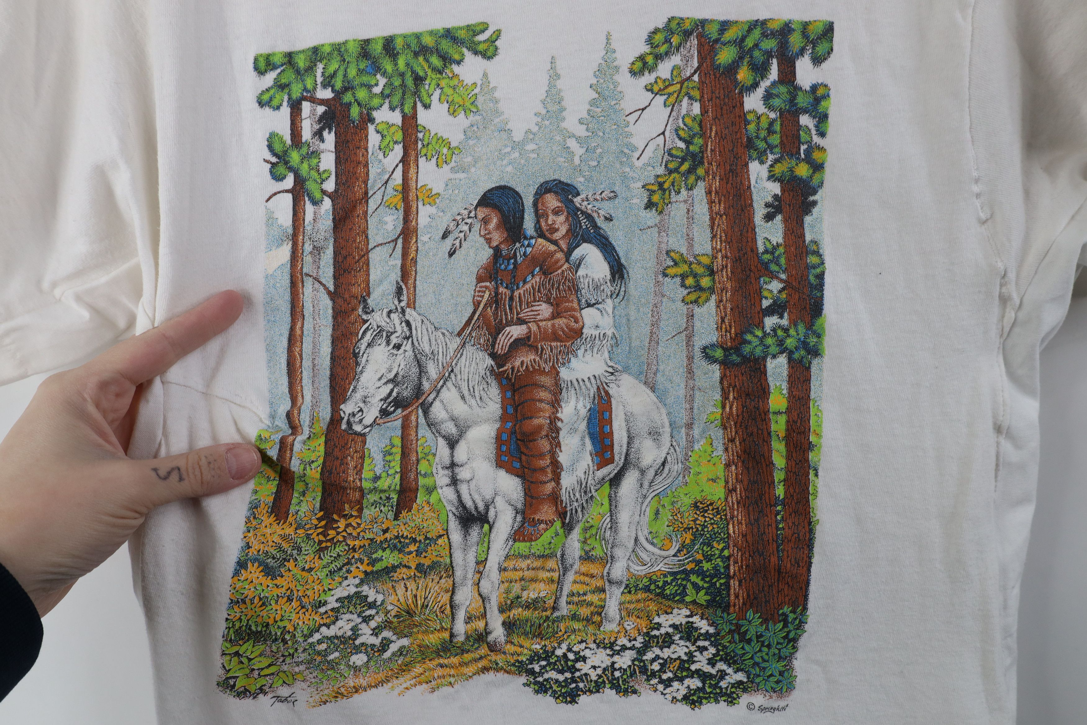 Vintage Vintage 90s Streetwear Native American Indian T-Shirt White Size S / US 4 / IT 40 - 4 Thumbnail