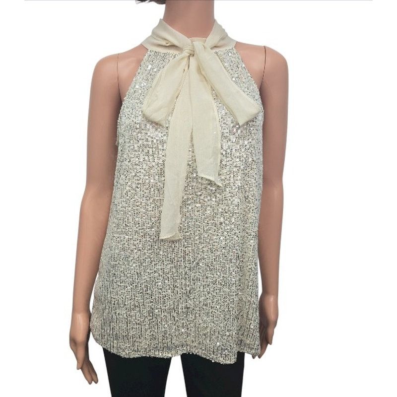 Calvin Klein NWT Calvin Klein Sequin Top Blouse Sleeveless Tie Front M Size M / US 6-8 / IT 42-44 - 2 Thumbnail