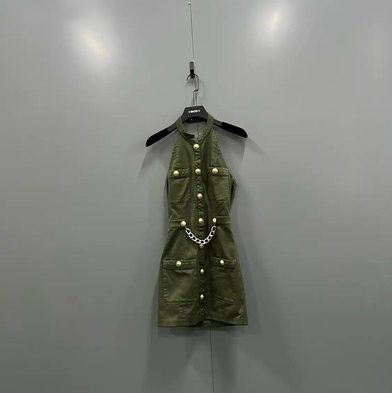Balmain Green Cotton Summer Dress 0089