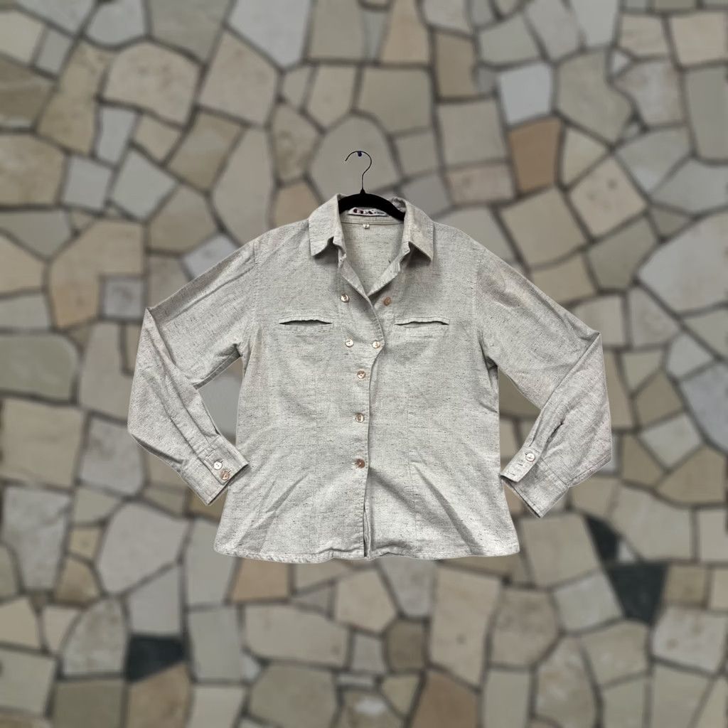 Dale Of Norway Oda Of Norway Blouse Shirt S Gray Women Long Sleeve Button-Up Casual Linen Regular Fit" Size S / US 4 / IT 40 - 1 Thumbnail