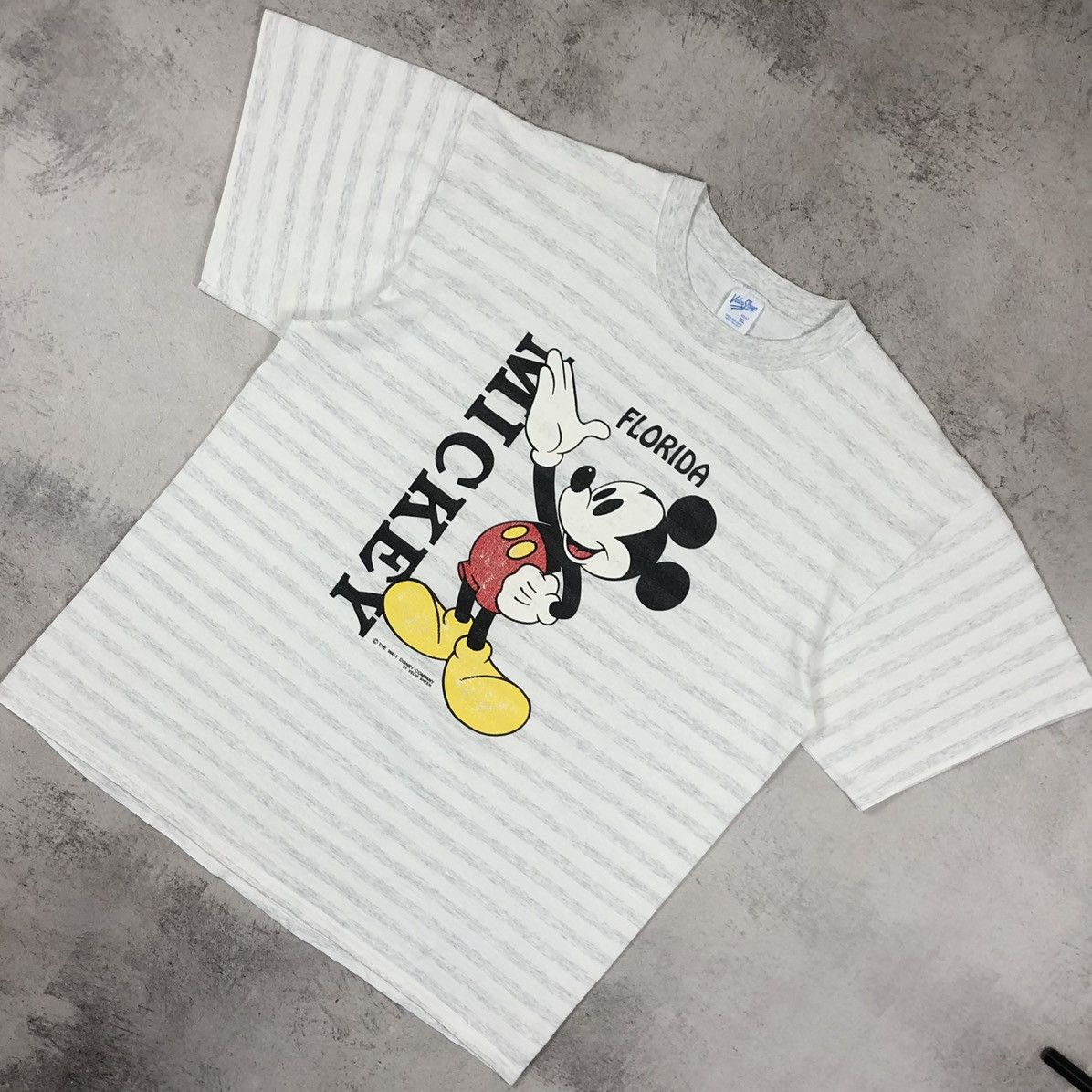 Mickey Mouse Mickey Mouse Florida 80s Velva Sheen Striped Tee Size US XL / EU 56 / 4 - 2 Thumbnail