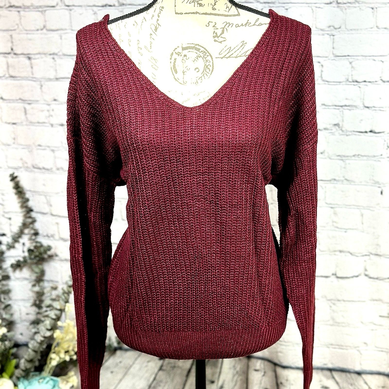 Other Reversible Twisted Knit Long Sleeve Fall Sweater Burgundy M Size M / US 6-8 / IT 42-44 - 3 Thumbnail